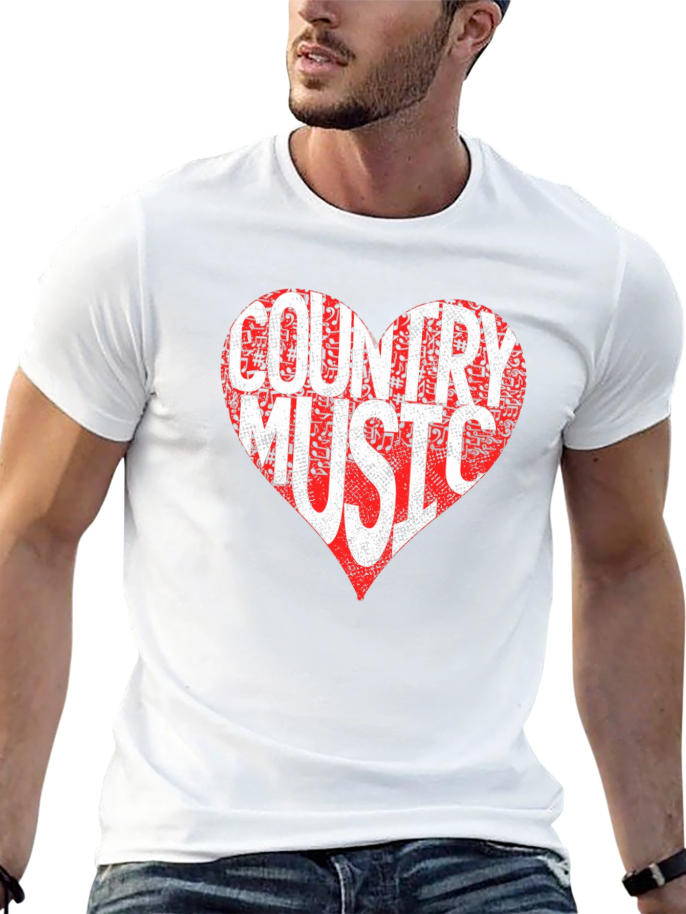 Country Music Heart Graphic Tee - Black