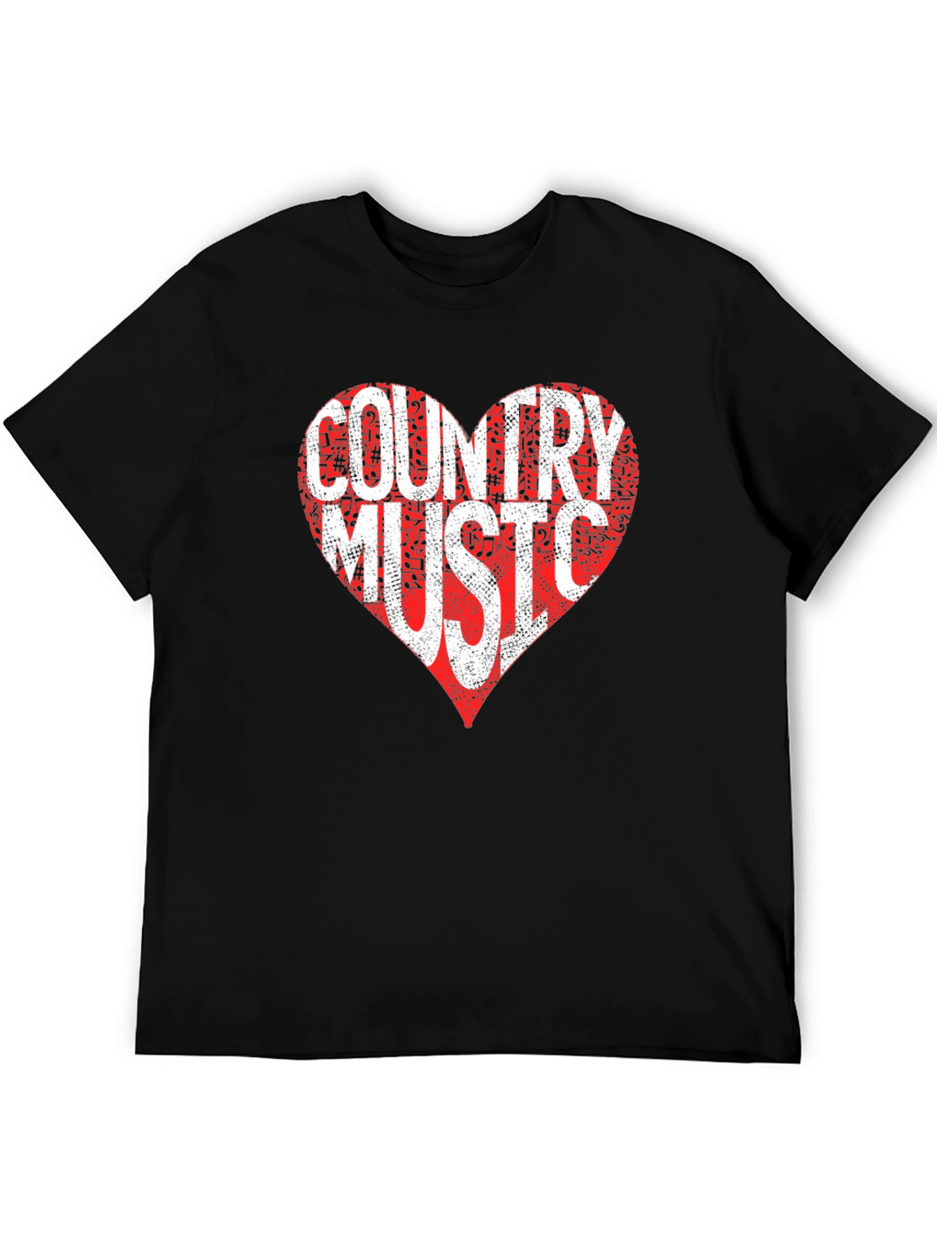 Country Music Heart Graphic Tee - Black