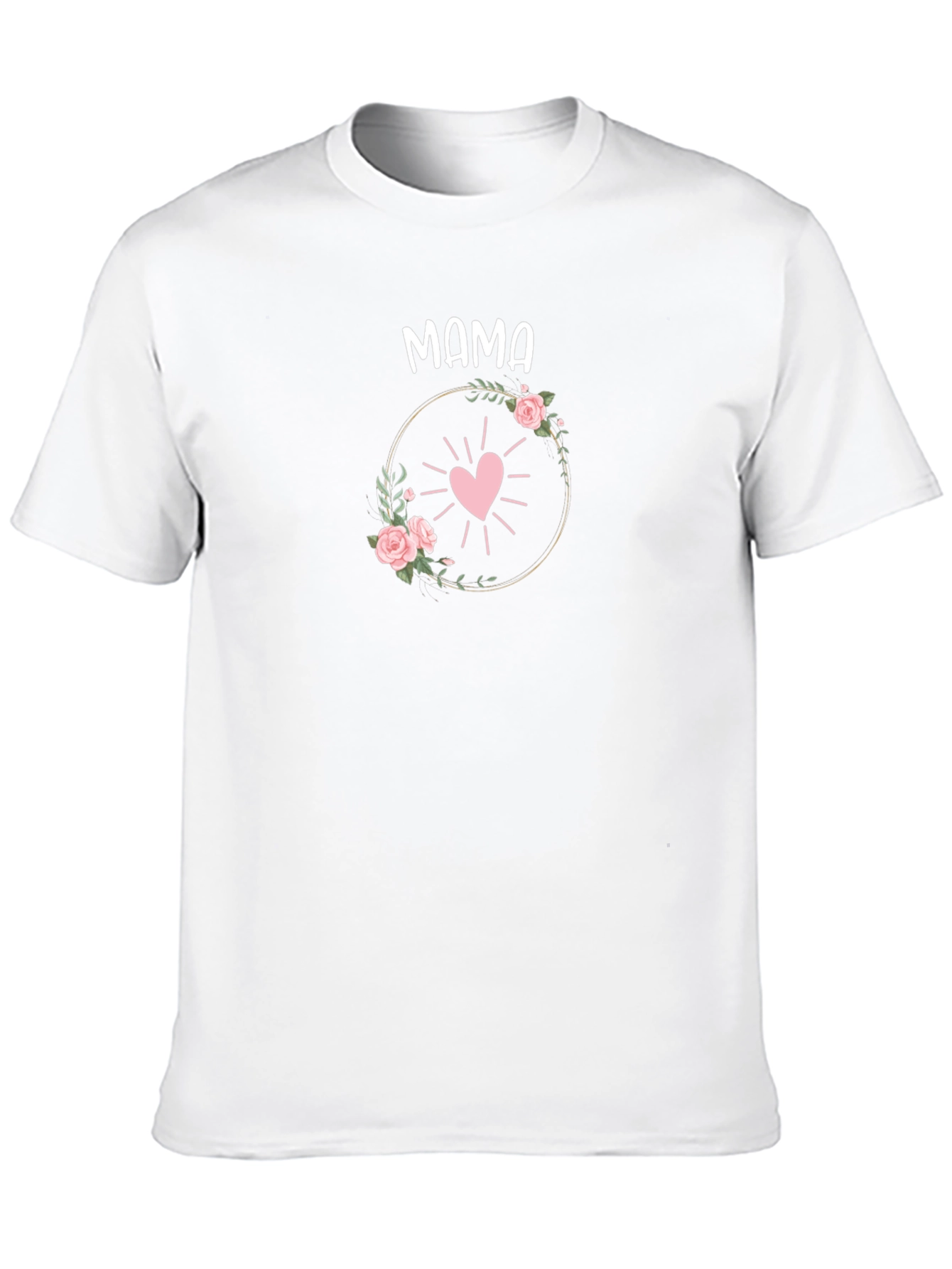 Mama Heart Floral Graphic Tee - Black