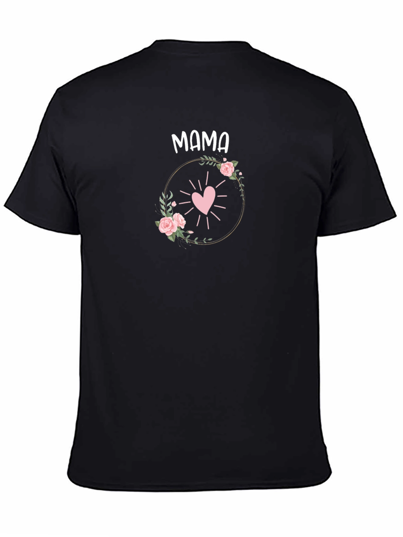 Mama Heart Floral Graphic Tee - Black