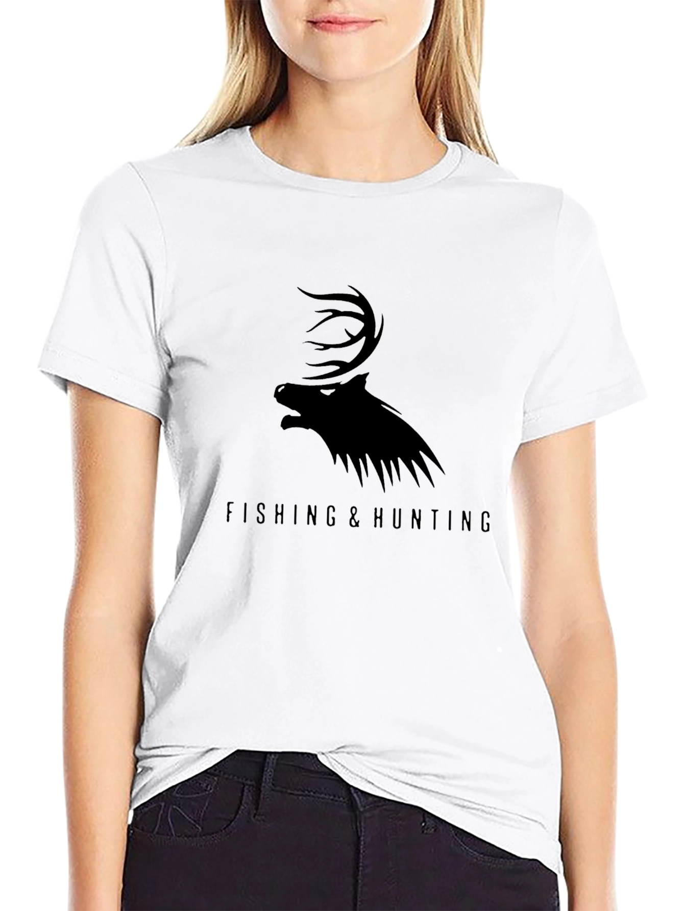 Fishing & Hunting Elk Graphic Tee - Black