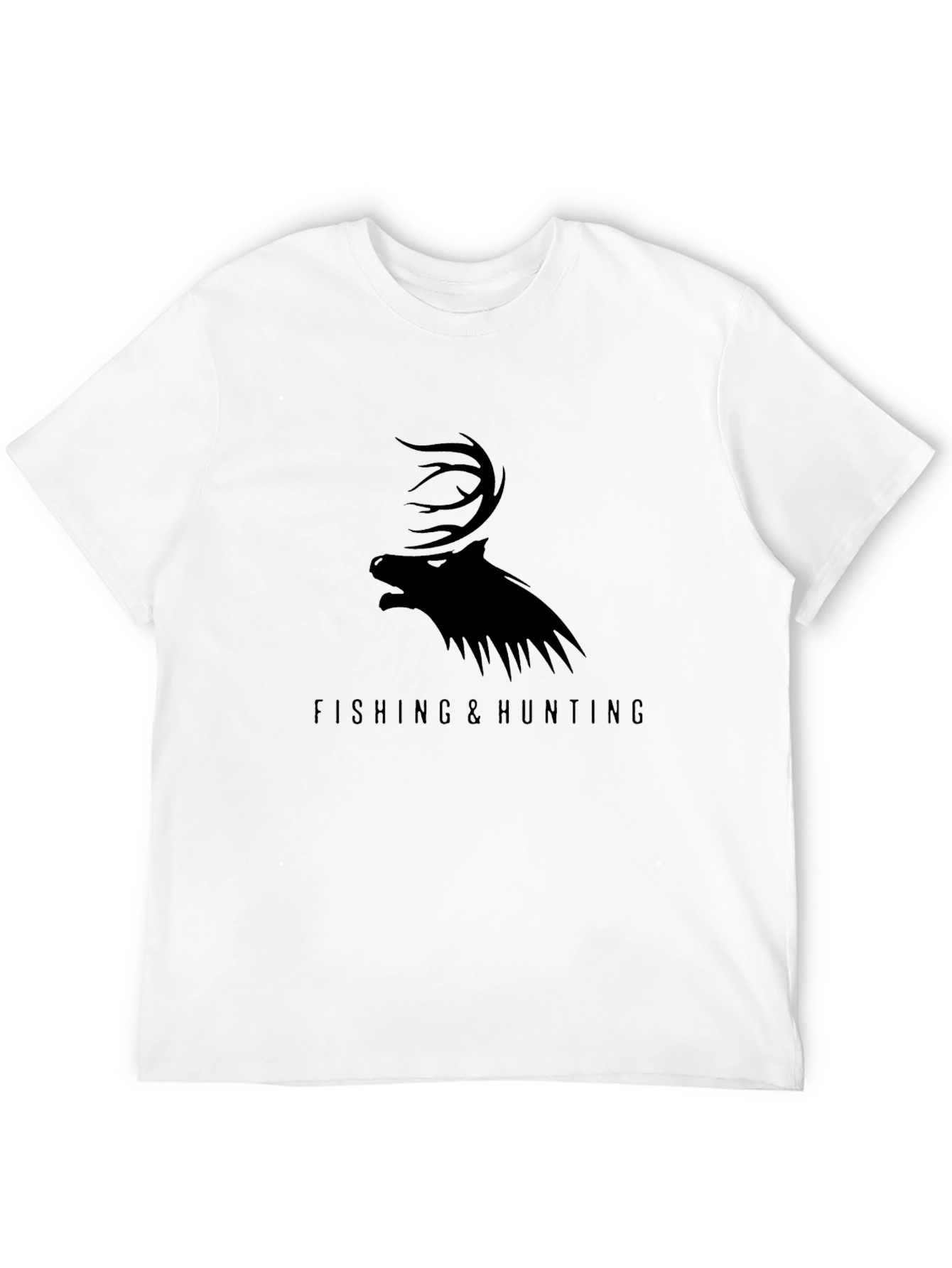Fishing & Hunting Elk Graphic Tee - Black