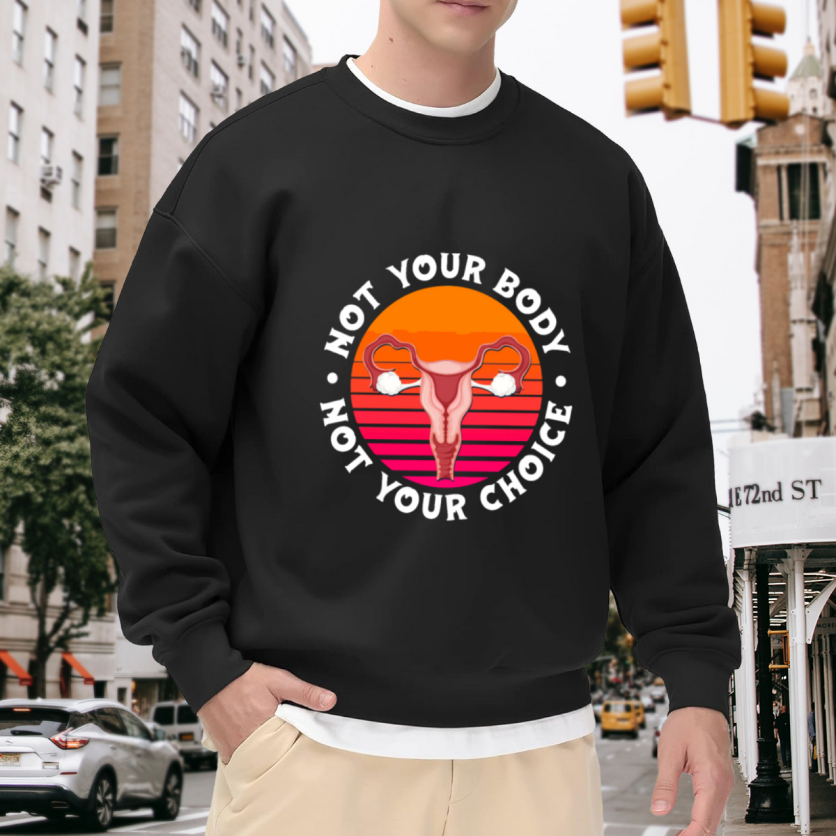 Retro Sunset Stripes Graphic ԲÁìÎÀÒÂ - Unique Design Pullover Sweatshirt