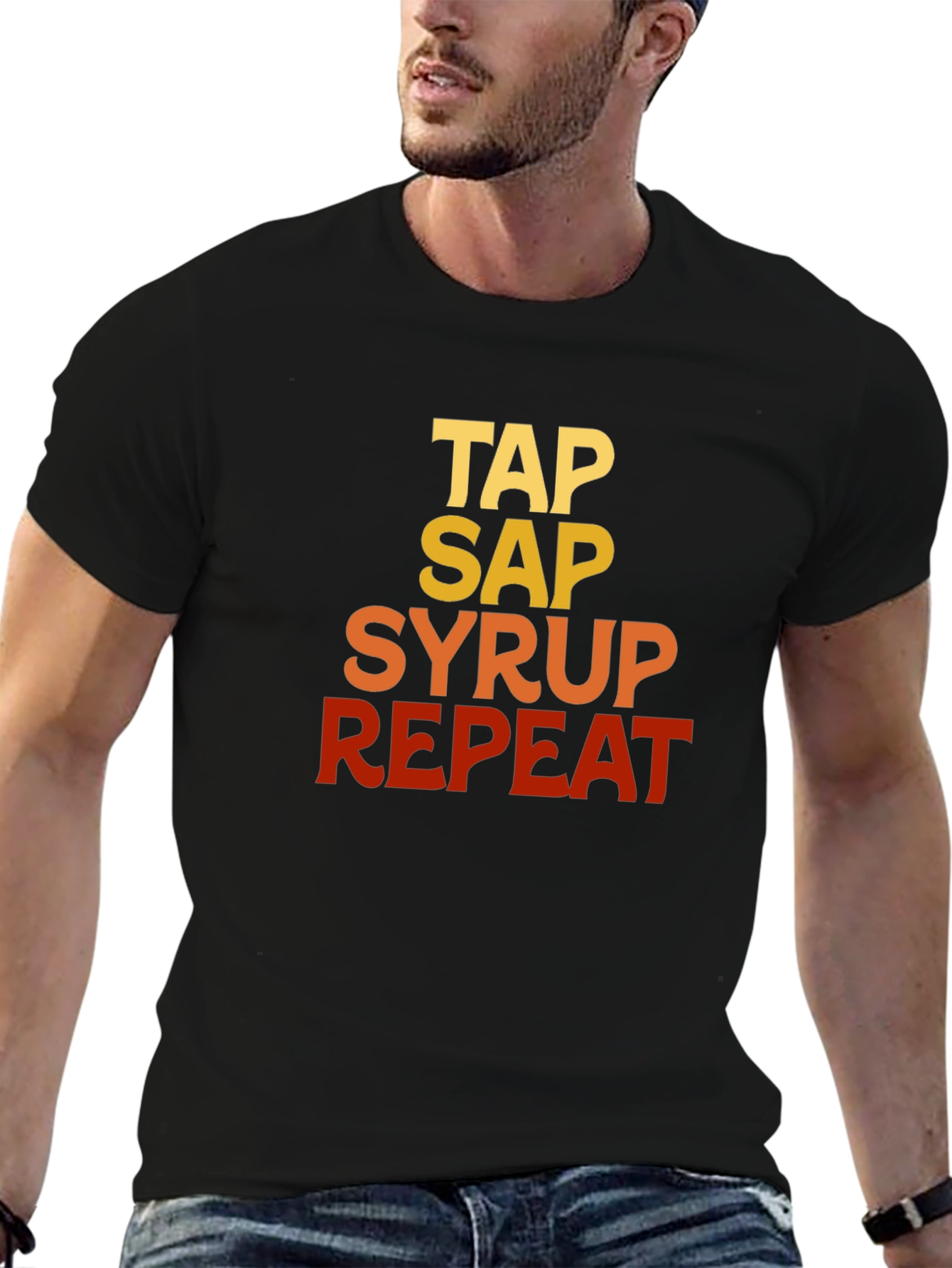 Tap Sap Syrup Repeat Black T-Shirt