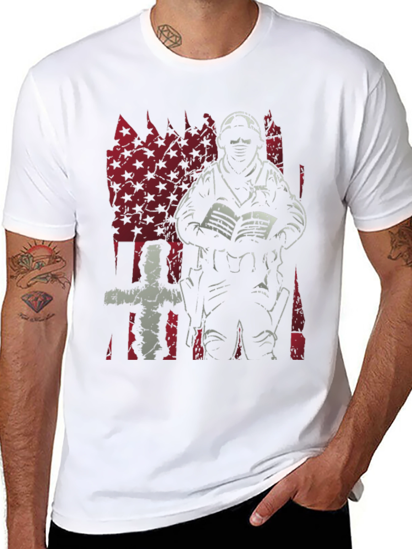 American Flag Tactical Military T-Shirt