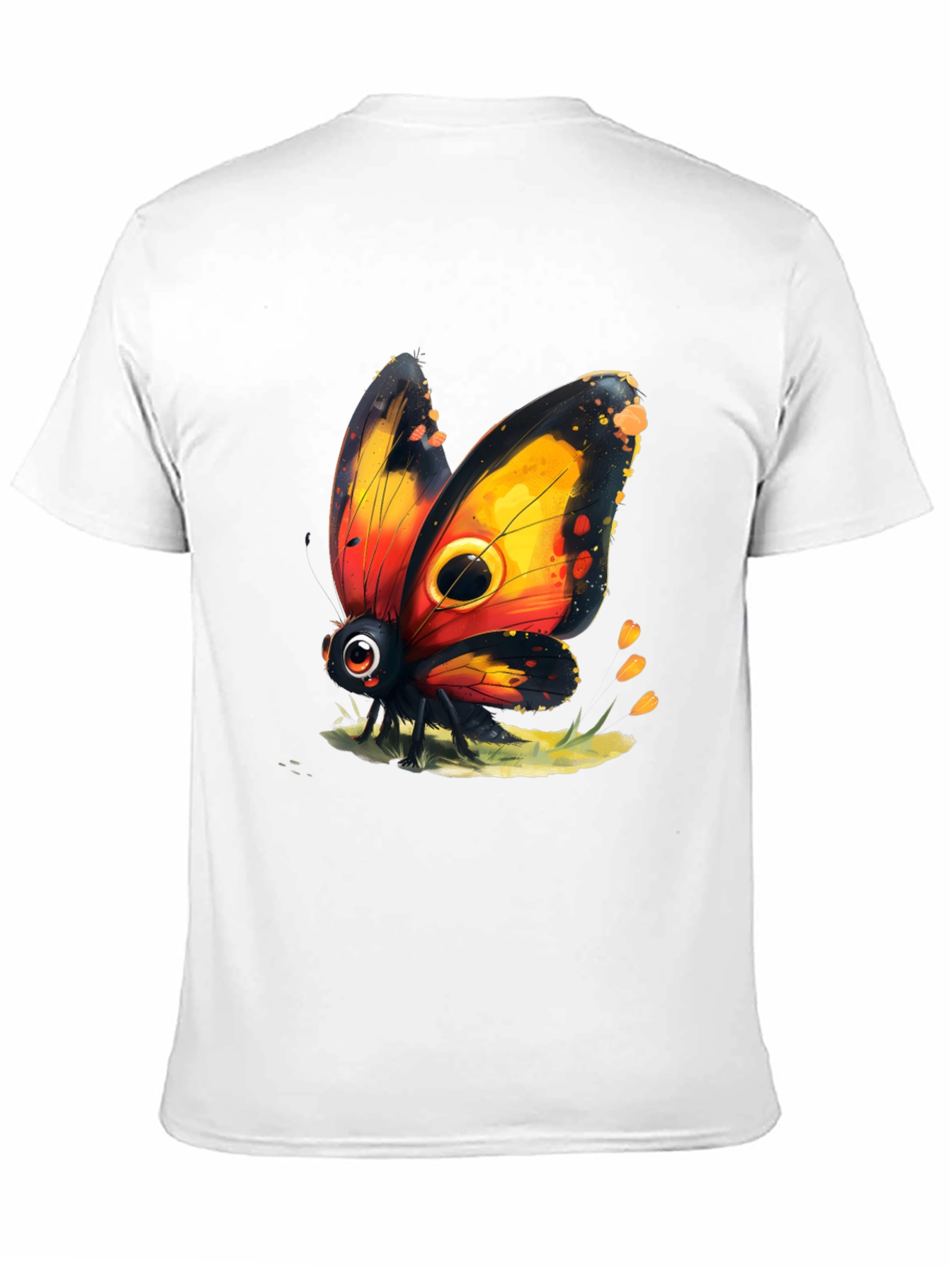 Cartoon Butterfly Graphic Black T-Shirt