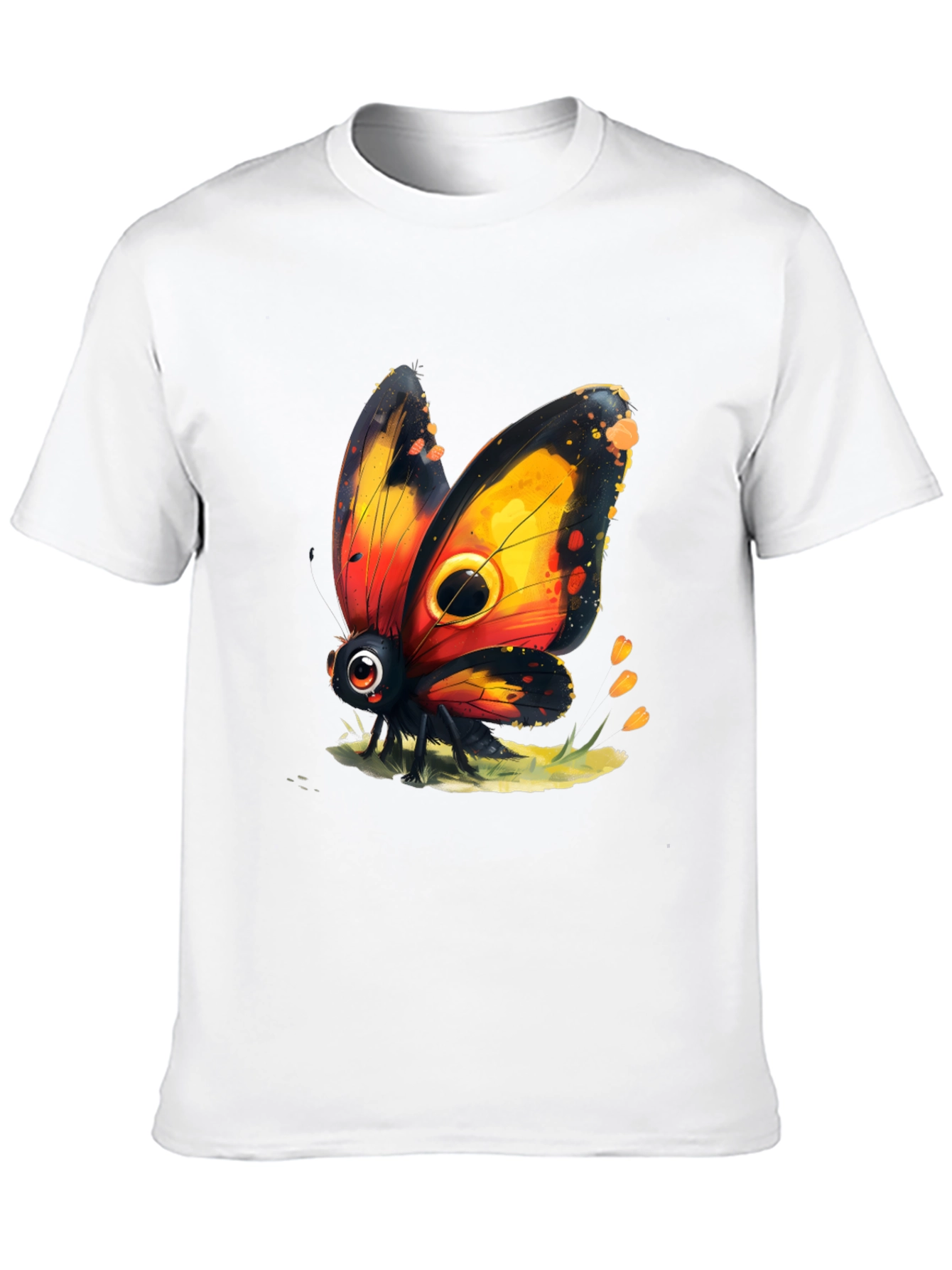 Cartoon Butterfly Graphic Black T-Shirt
