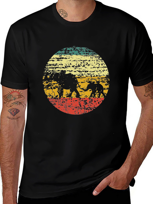 Retro Elephant Silhouette Graphic Tee