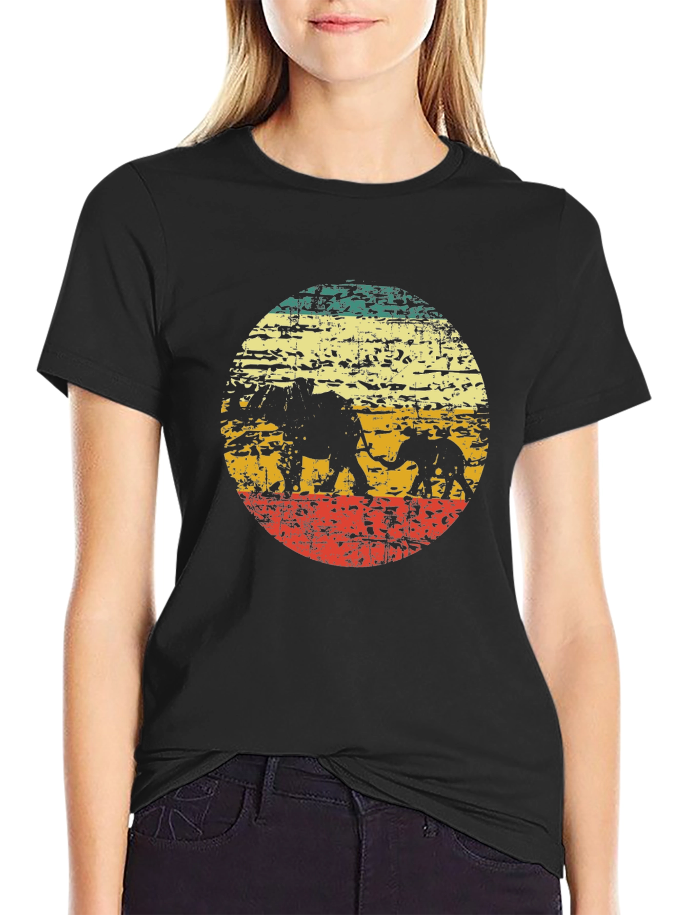 Retro Elephant Silhouette Graphic Tee