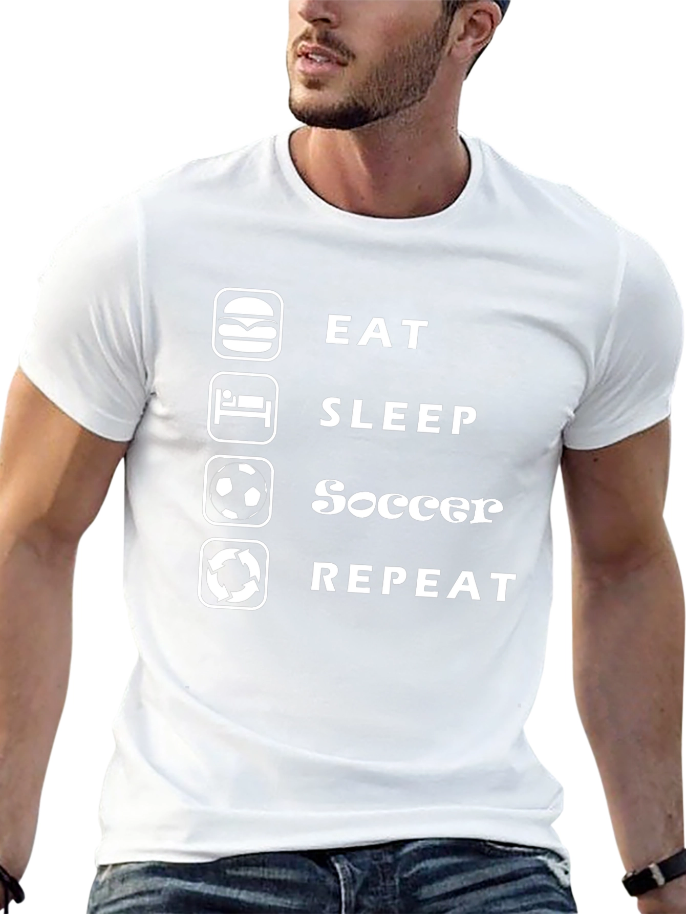 Eat Sleep Soccer Repeat Black Graphic Tee