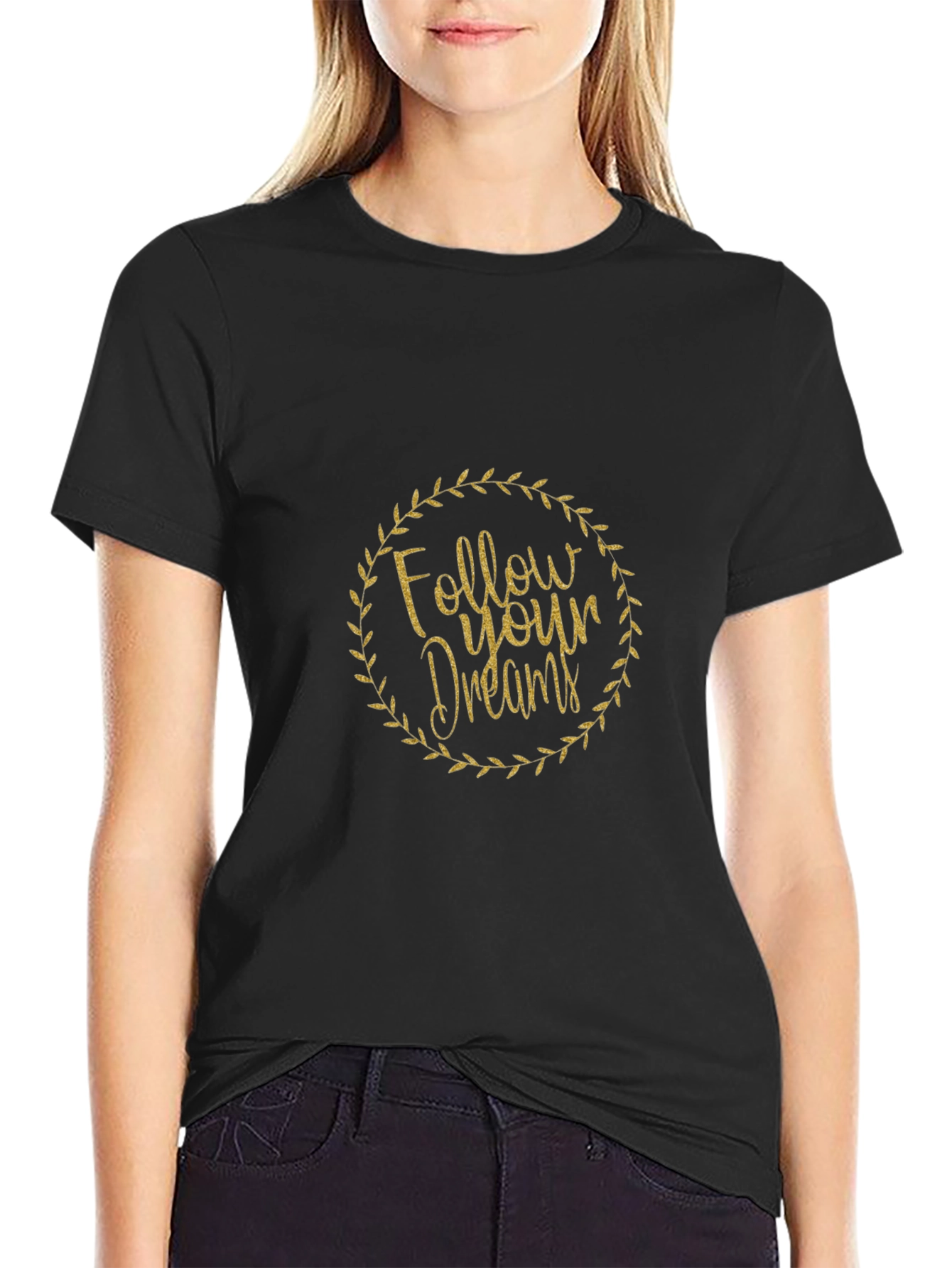 Follow Your Dreams Black Graphic Tee