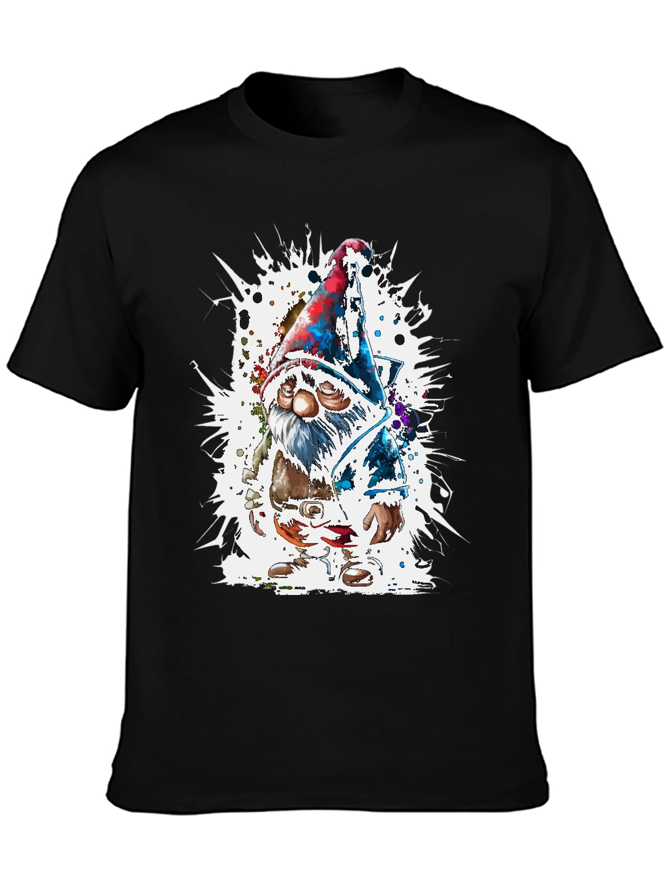 Whimsical Gnome Graphic Tee - Mens Black T-Shirt