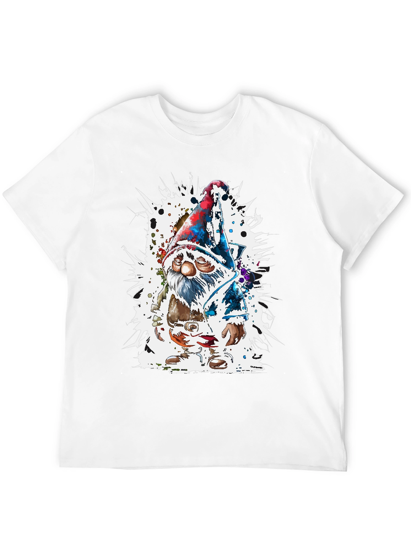 Whimsical Gnome Graphic Tee - Mens Black T-Shirt