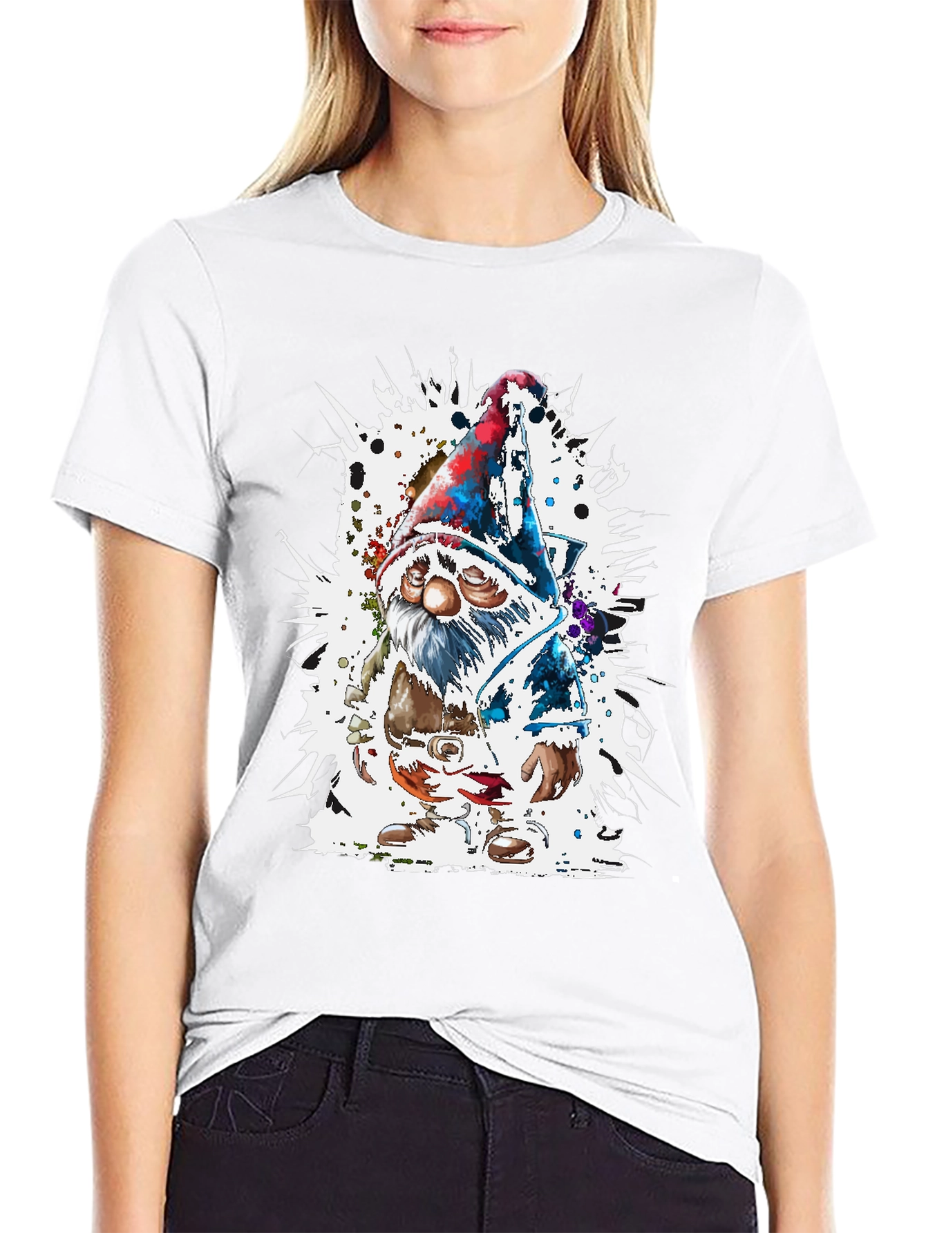 Whimsical Gnome Graphic Tee - Mens Black T-Shirt