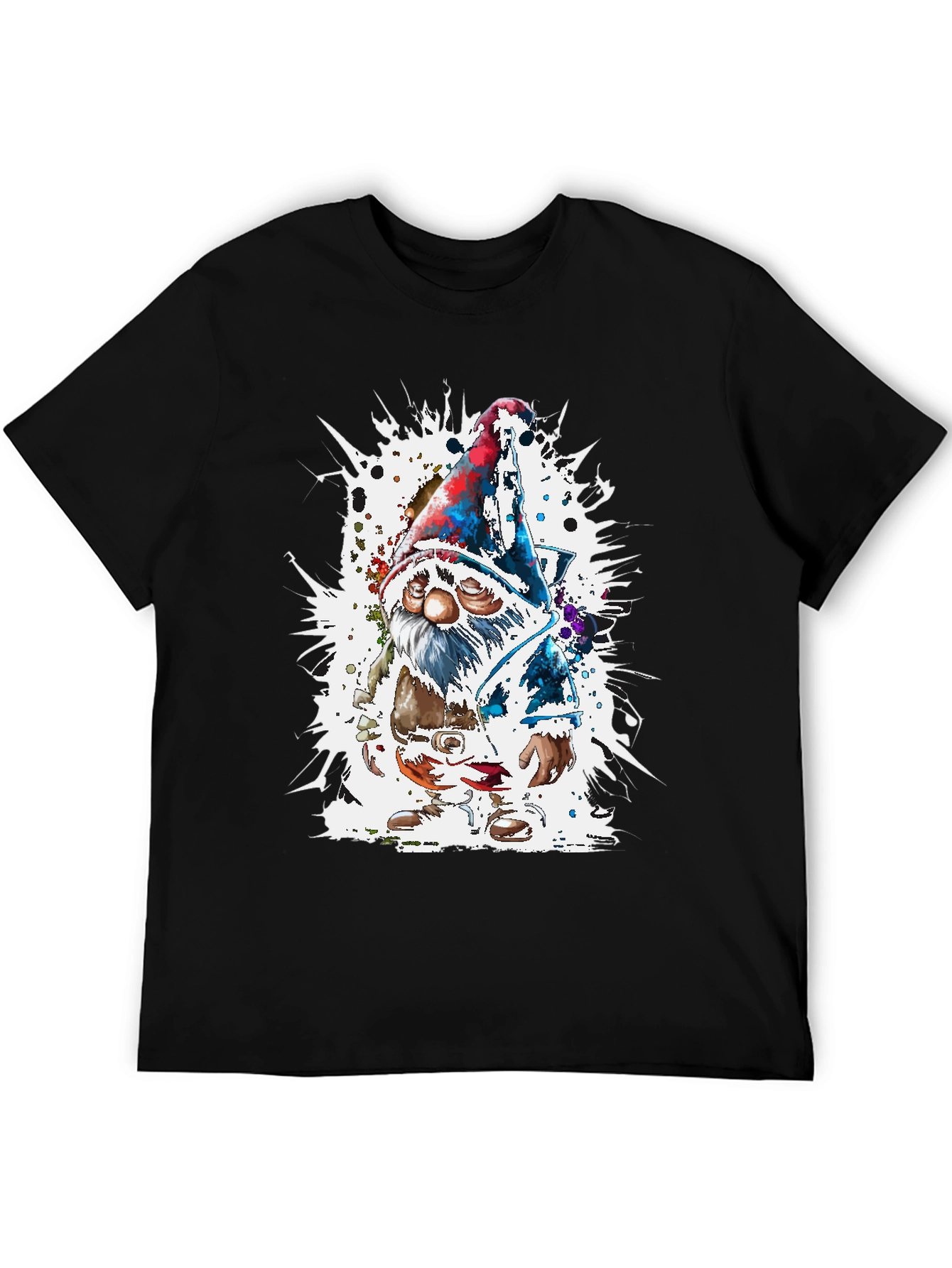 Whimsical Gnome Graphic Tee - Mens Black T-Shirt