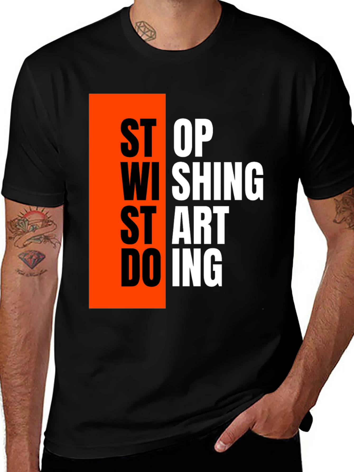Motivational Graphic T-Shirt - Stop Wishing Start Doing