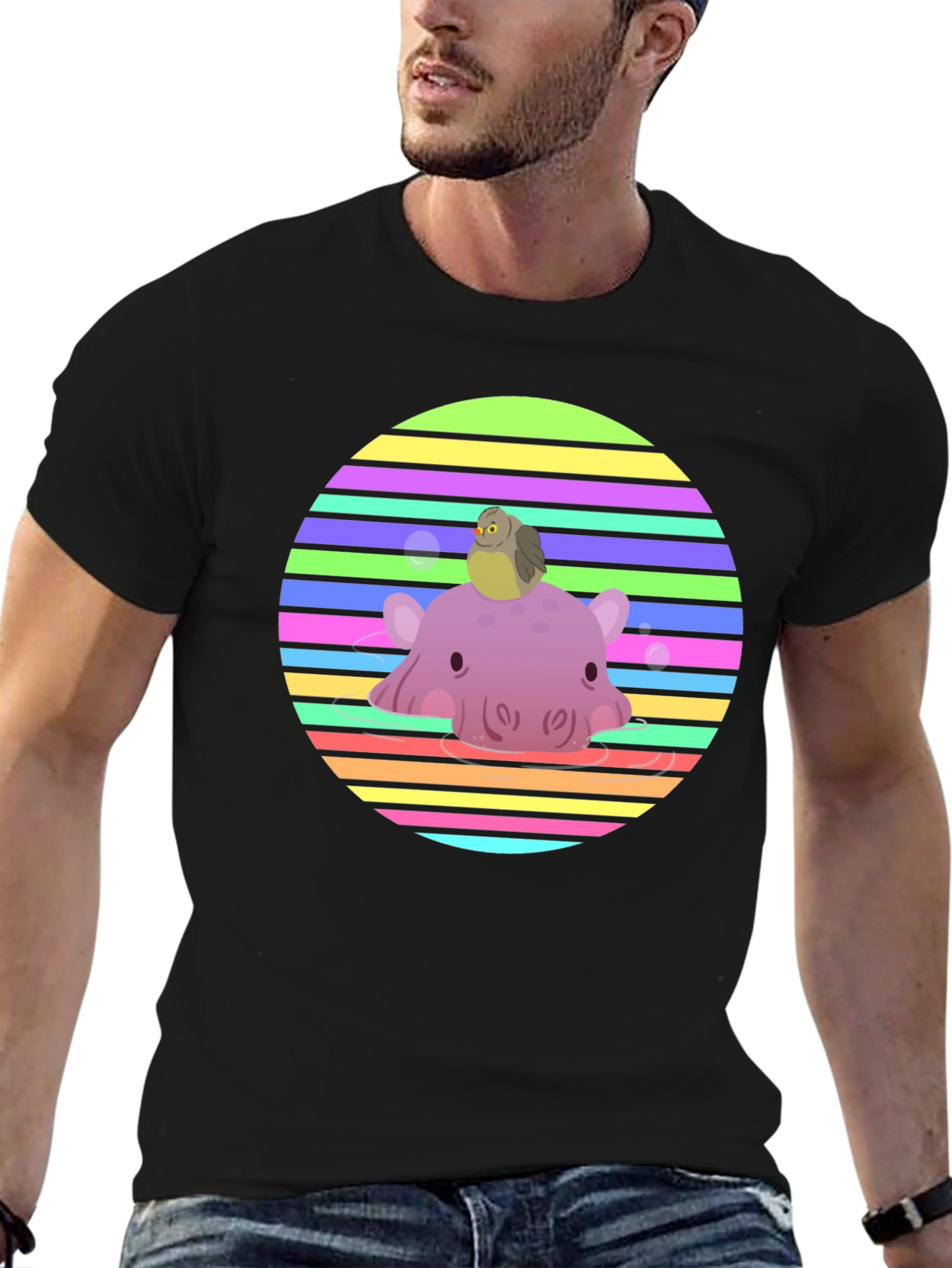 Cute Bird and Hippo T-Shirt