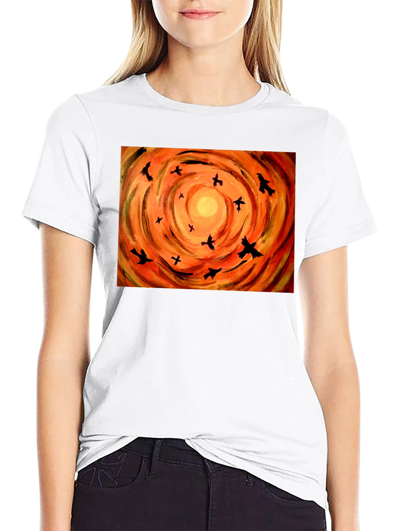 Orange Sky Birds Graphic Tee