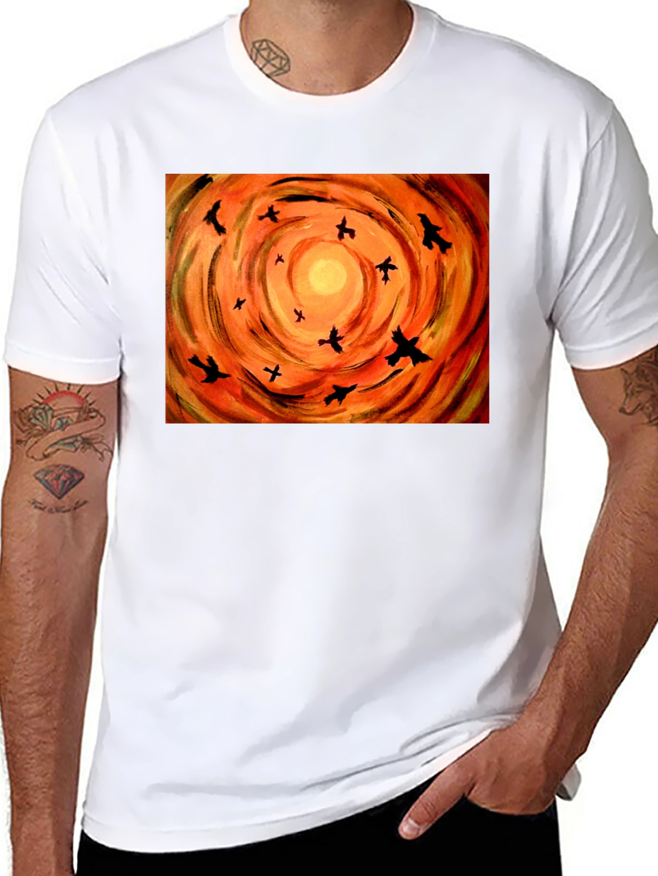 Orange Sky Birds Graphic Tee