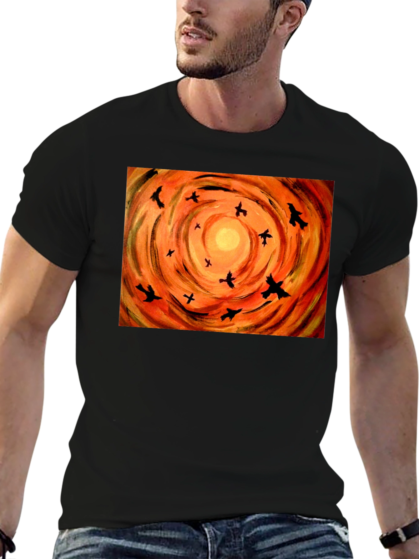 Orange Sky Birds Graphic Tee