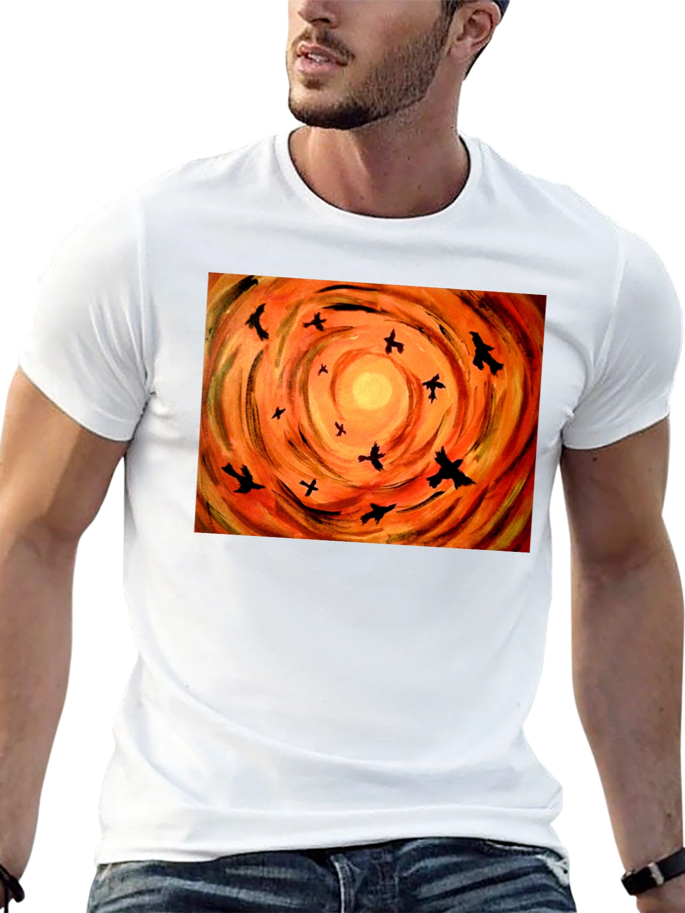Orange Sky Birds Graphic Tee