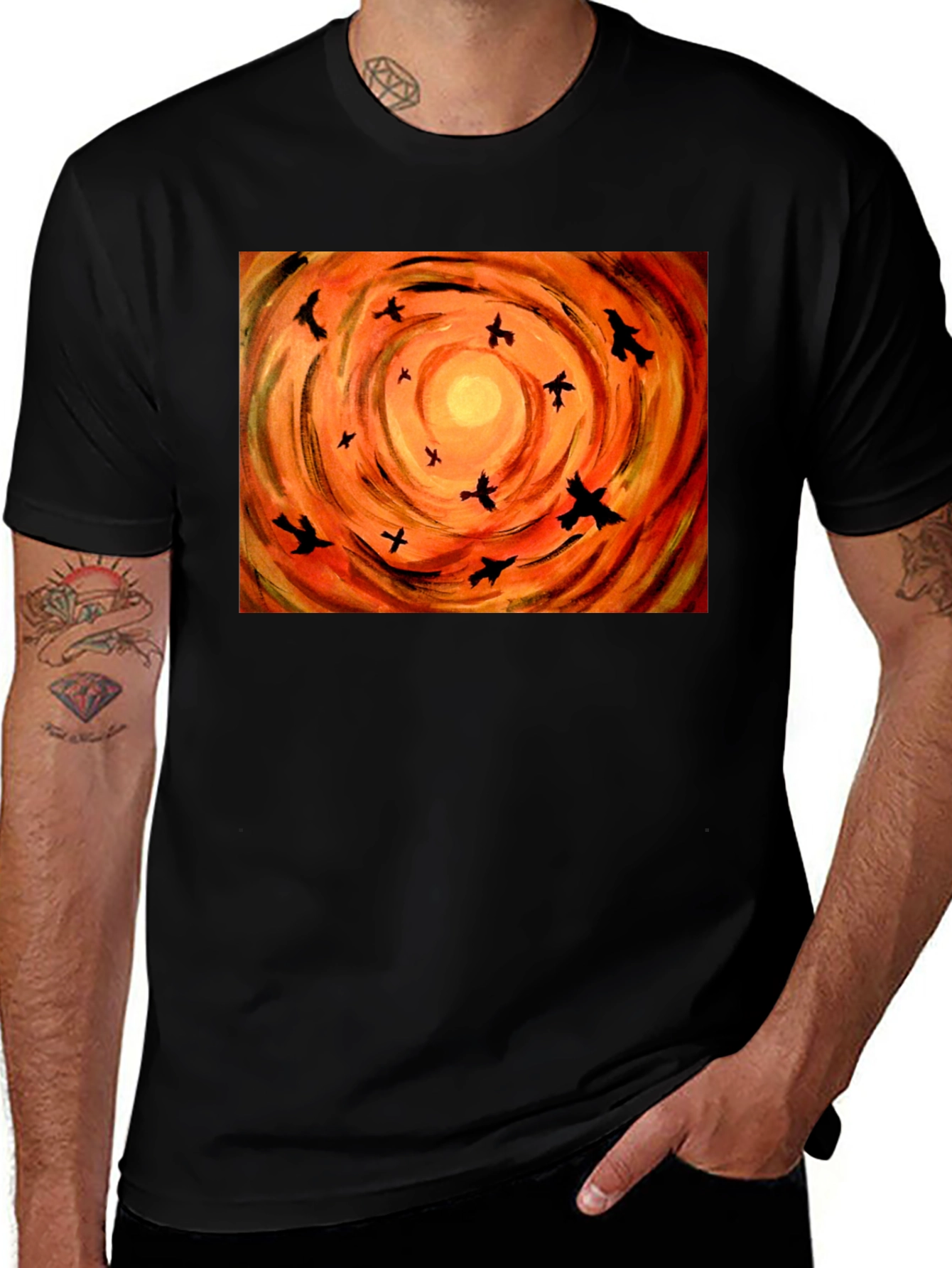 Orange Sky Birds Graphic Tee