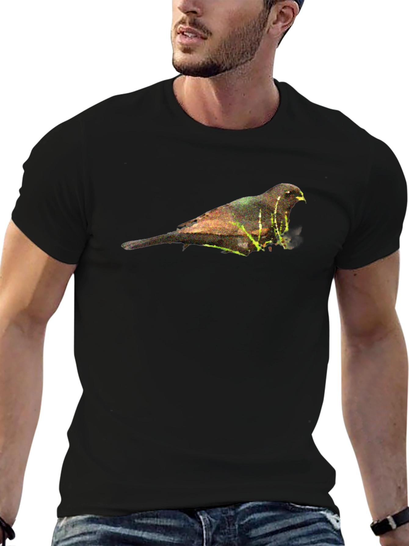 Bird Graphic Black T-Shirt - Nature Inspired Apparel