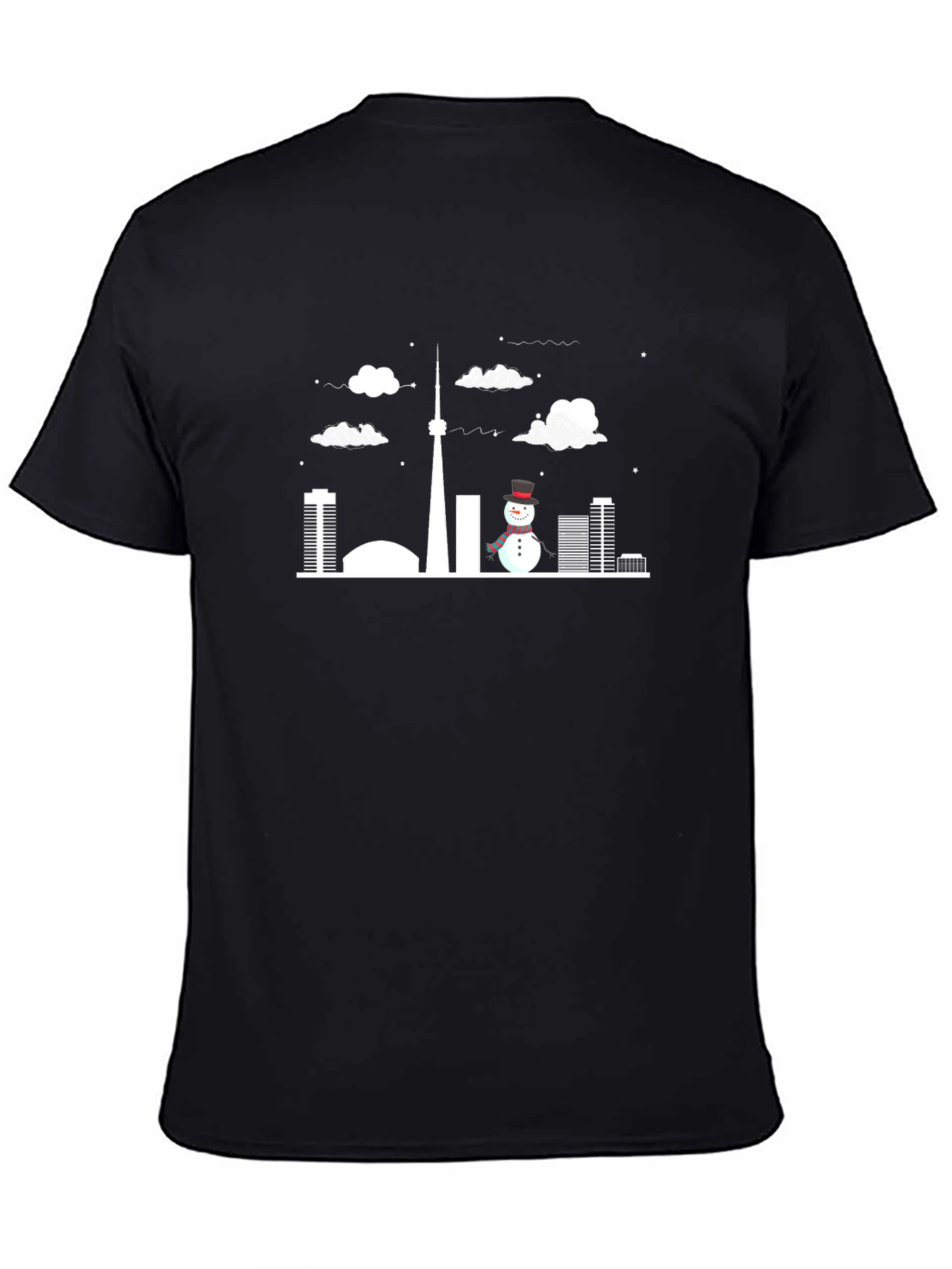Toronto Skyline Snowman Black T-Shirt