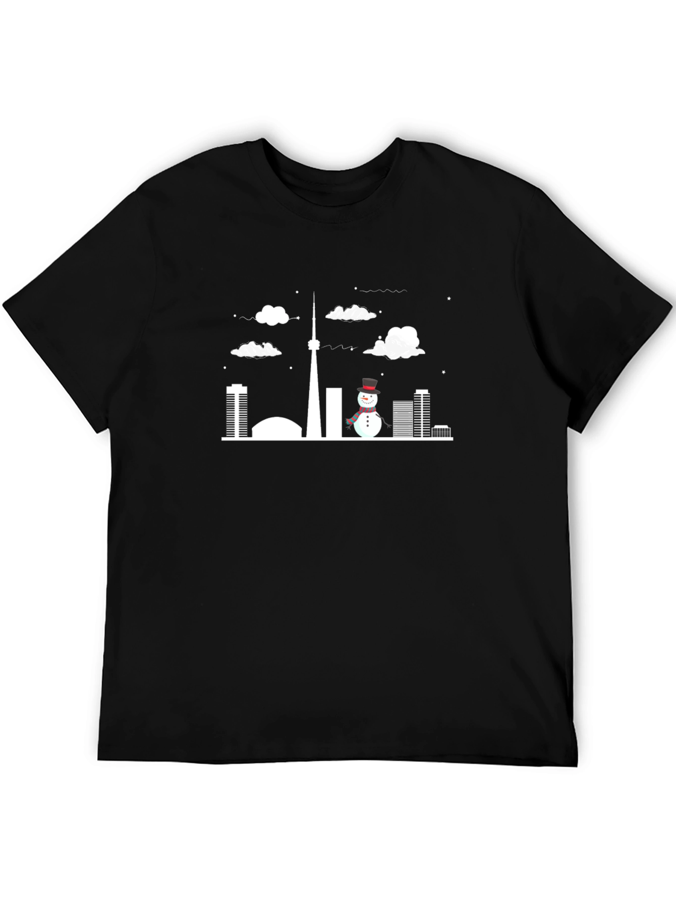 Toronto Skyline Snowman Black T-Shirt