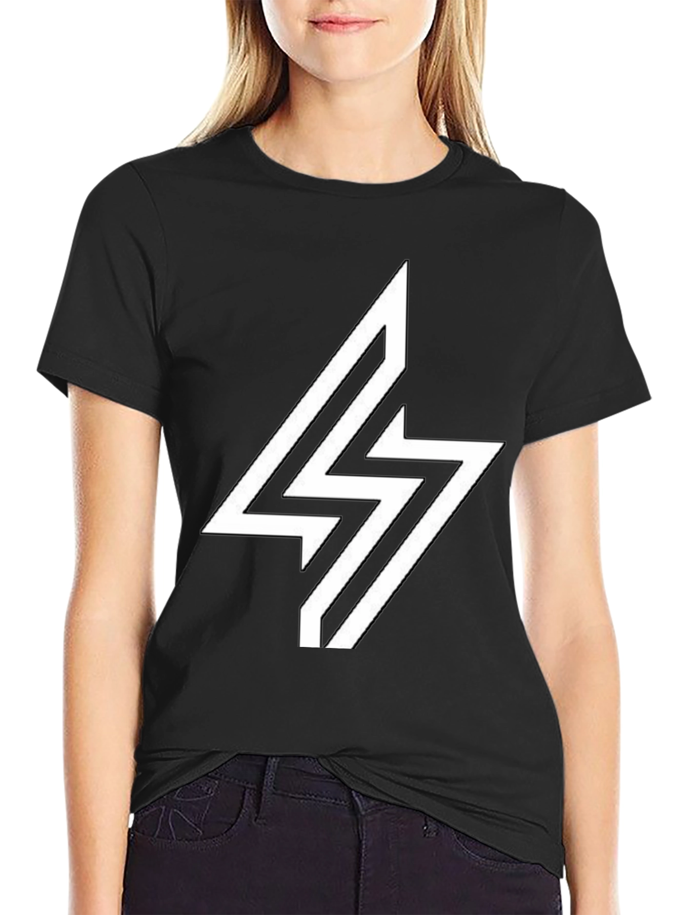 Lightning Bolt Graphic Tee - Modern Black T-Shirt