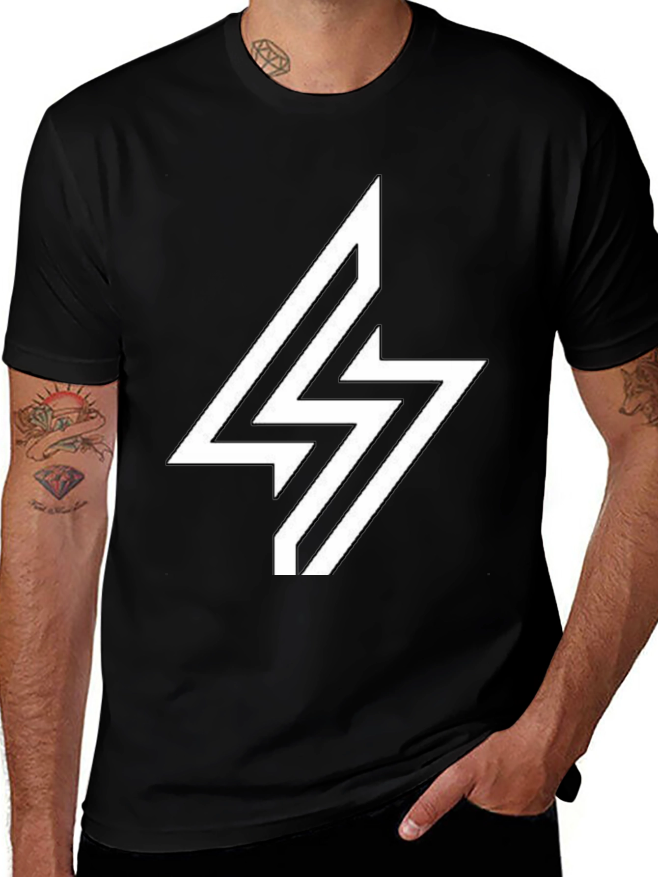 Lightning Bolt Graphic Tee - Modern Black T-Shirt