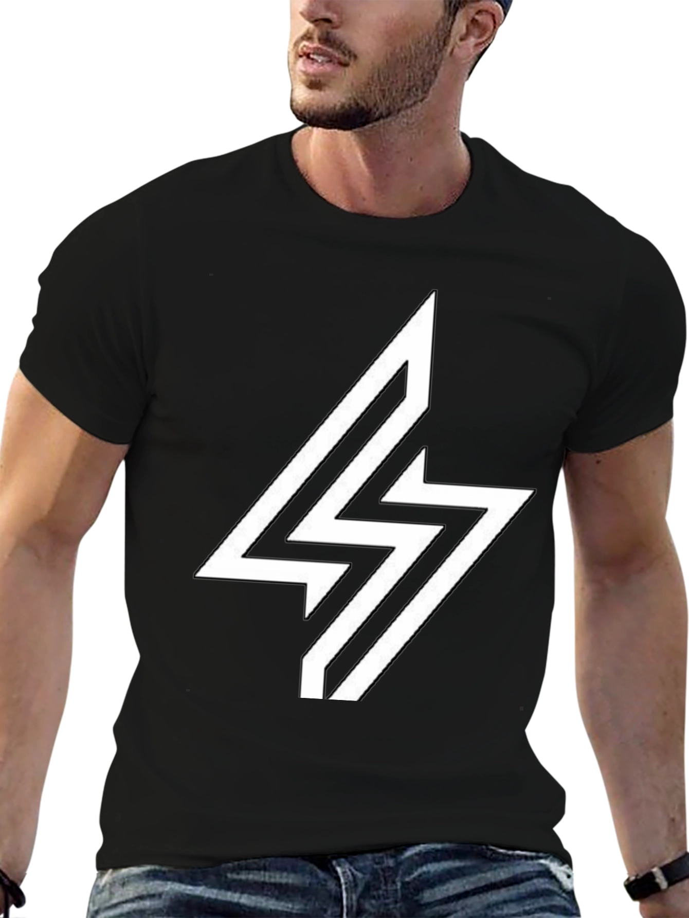 Lightning Bolt Graphic Tee - Modern Black T-Shirt
