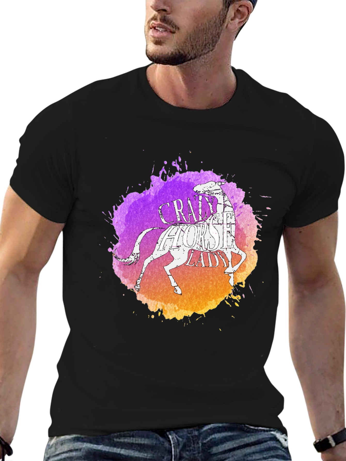 Crazy Horse Lady Graphic Tee - Black