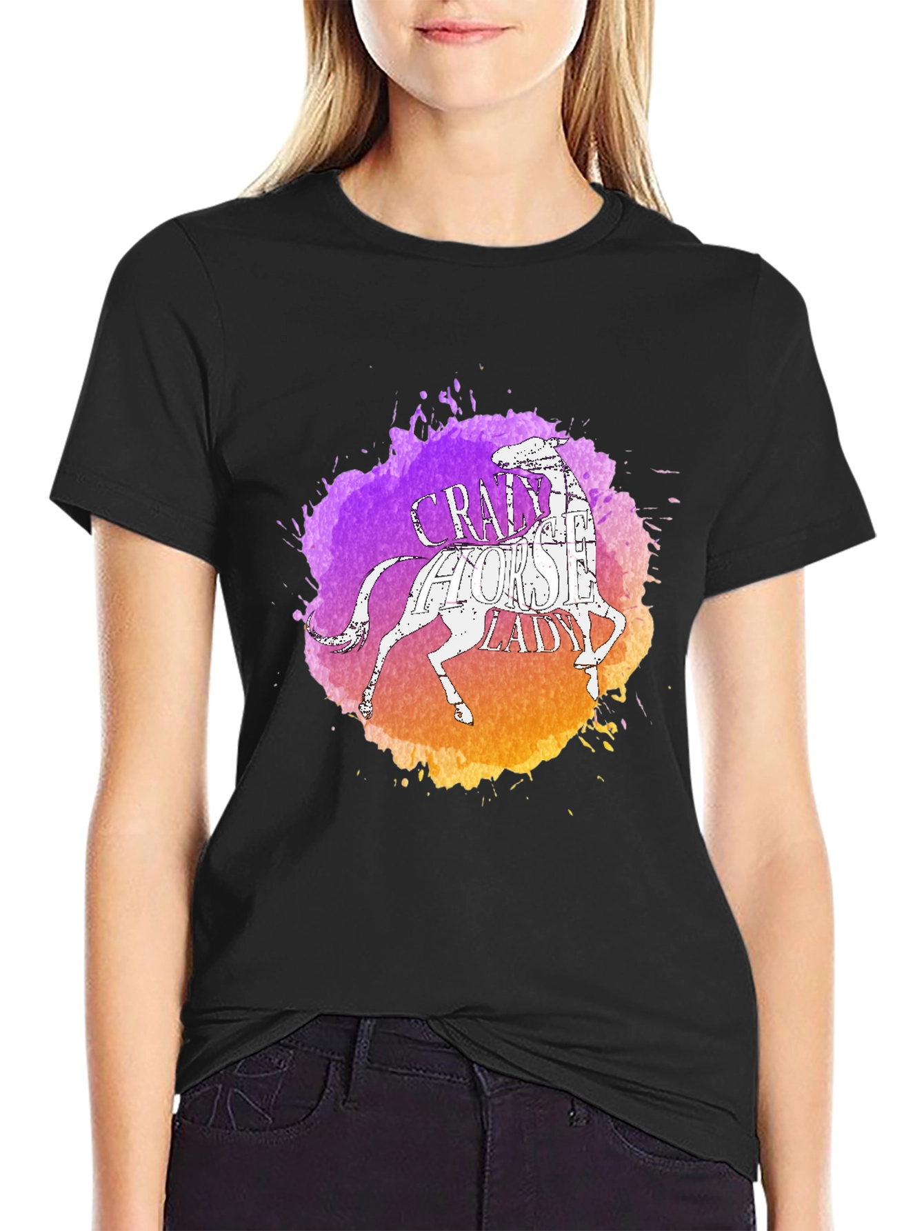 Crazy Horse Lady Graphic Tee - Black