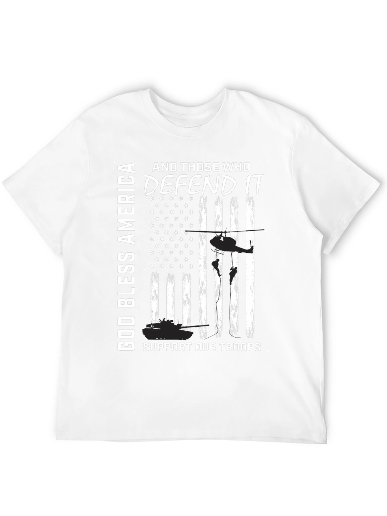 God Bless America Support Our Troops Patriotic Tee