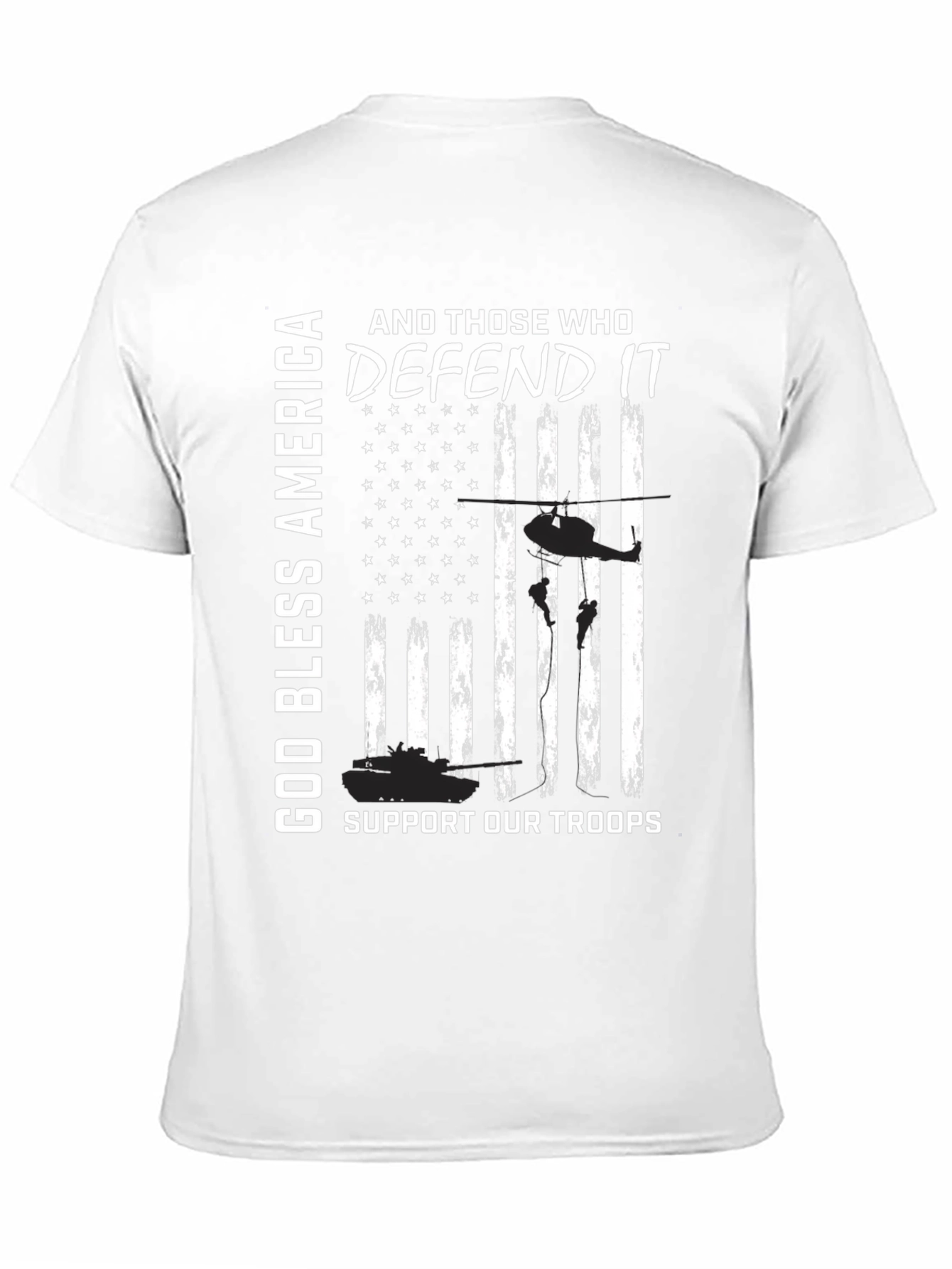 God Bless America Support Our Troops Patriotic Tee