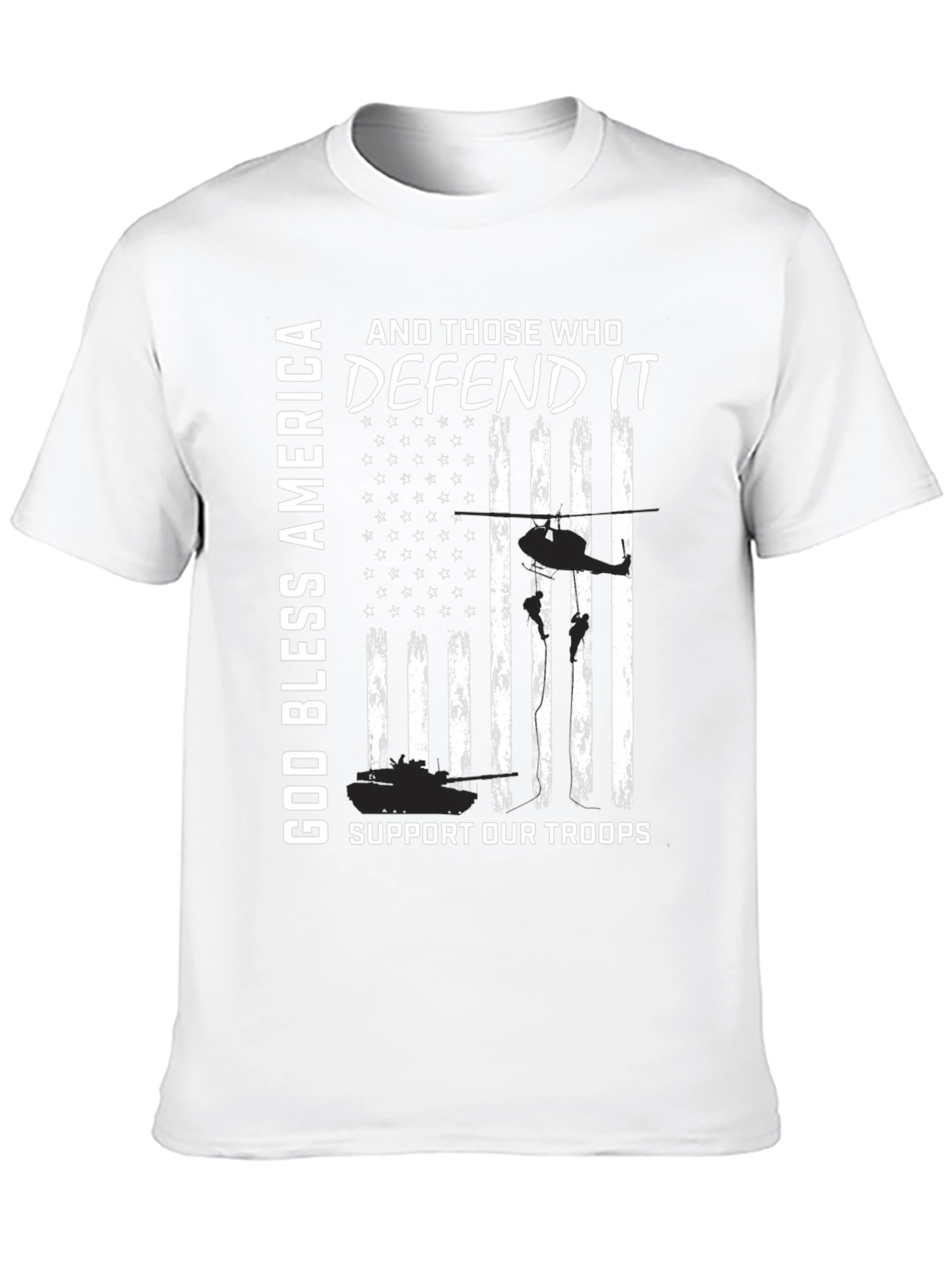 God Bless America Support Our Troops Patriotic Tee
