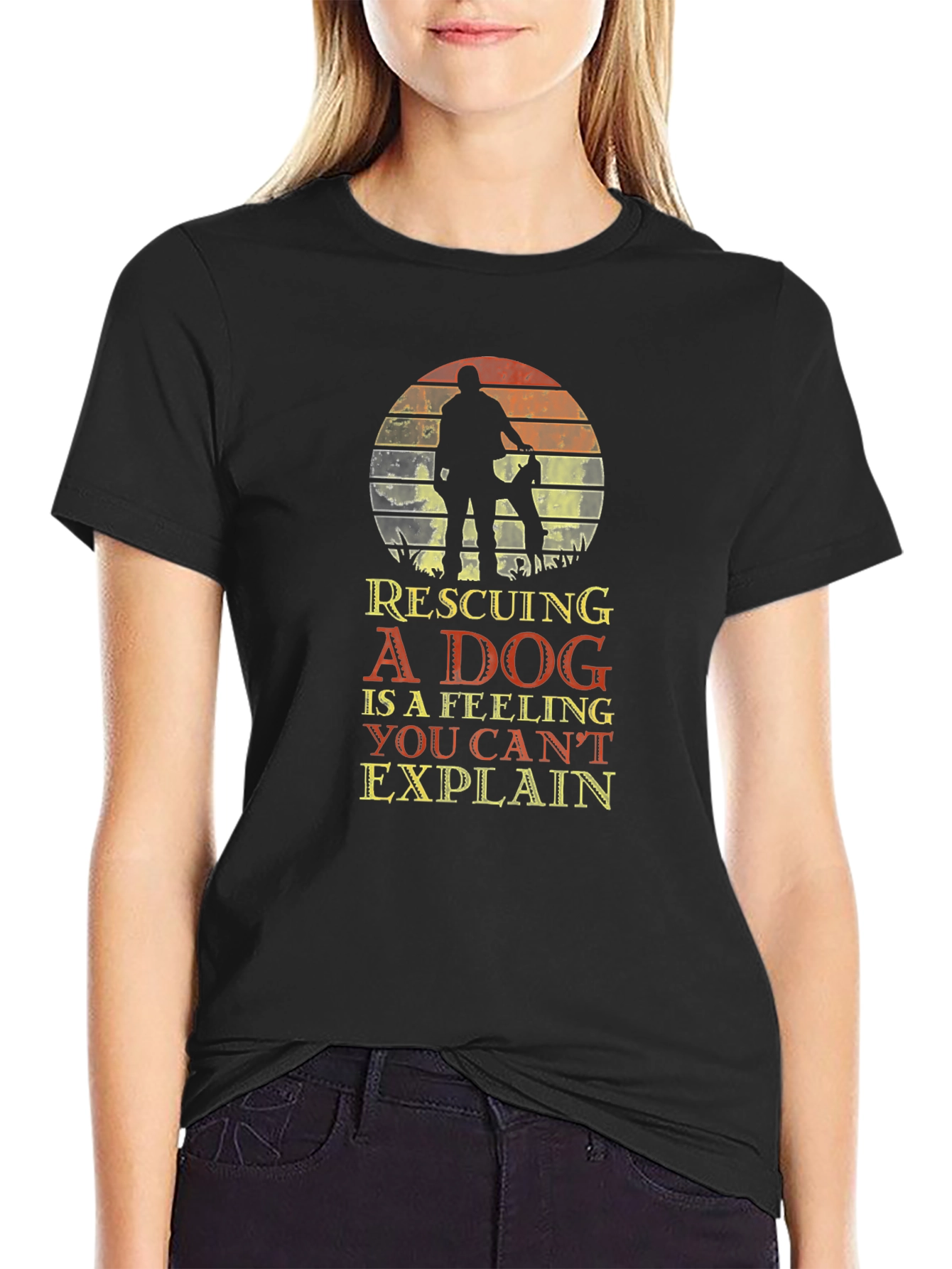 Rescuing a Dog Graphic Tee Unisex Black T-Shirt