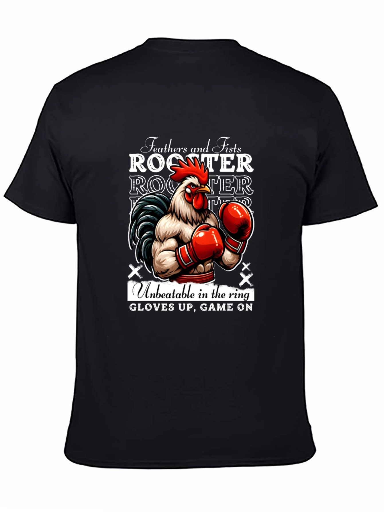 Rooster Boxer Graphic Tee - Feathers and Fists