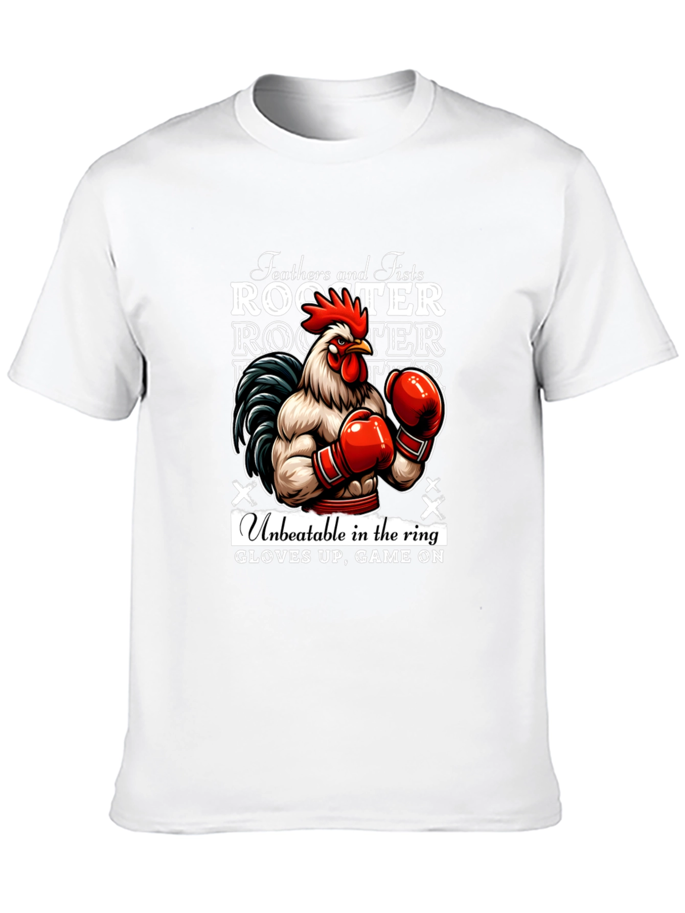 Rooster Boxer Graphic Tee - Feathers and Fists
