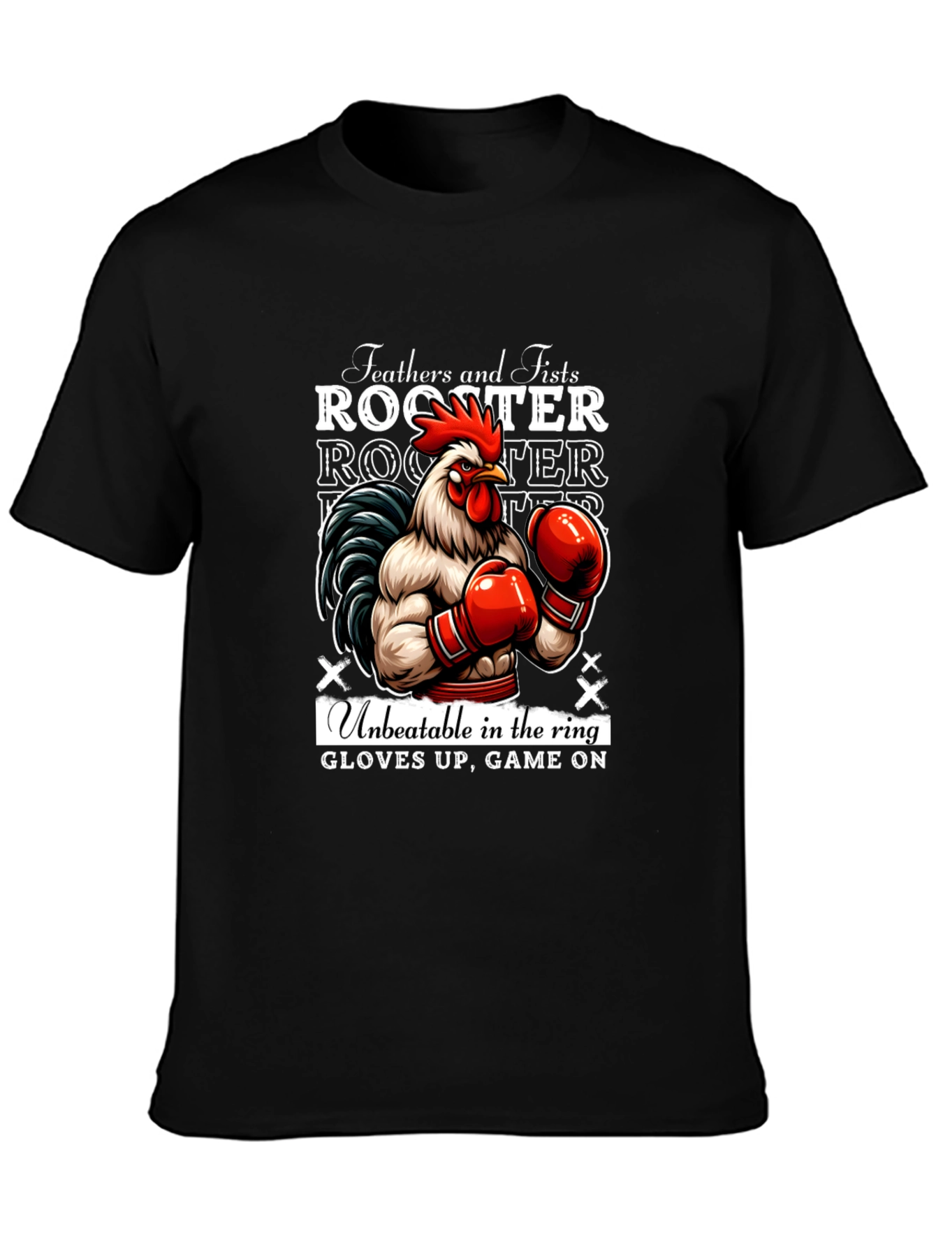 Rooster Boxer Graphic Tee - Feathers and Fists