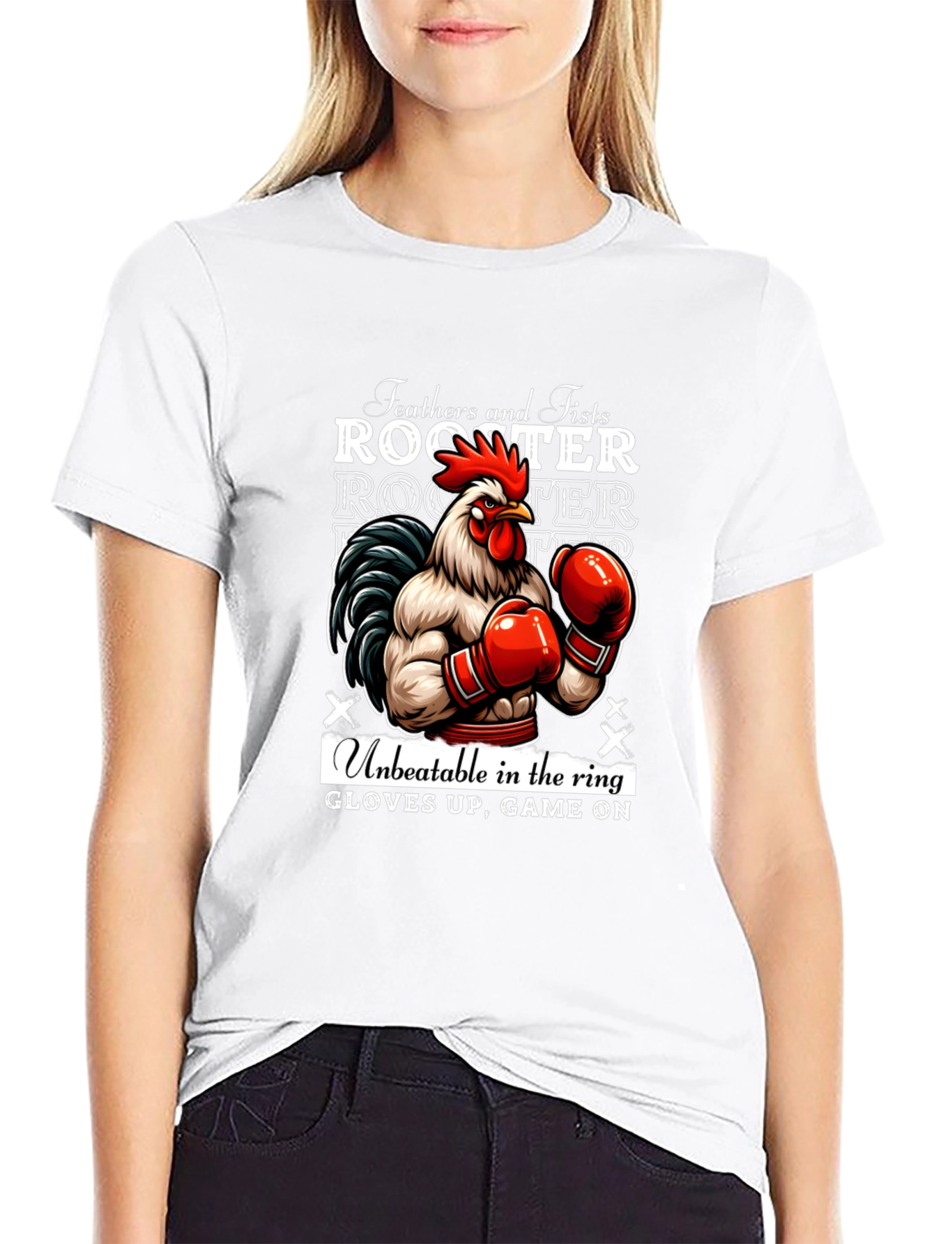 Rooster Boxer Graphic Tee - Feathers and Fists