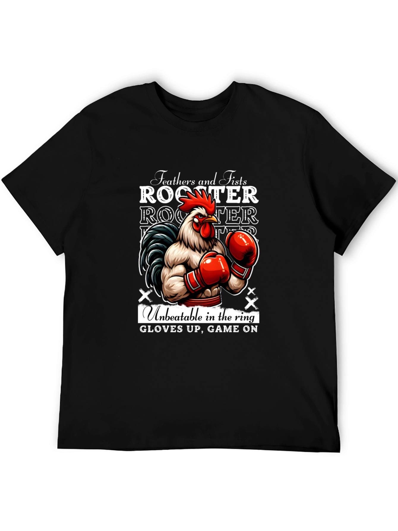 Rooster Boxer Graphic Tee - Feathers and Fists