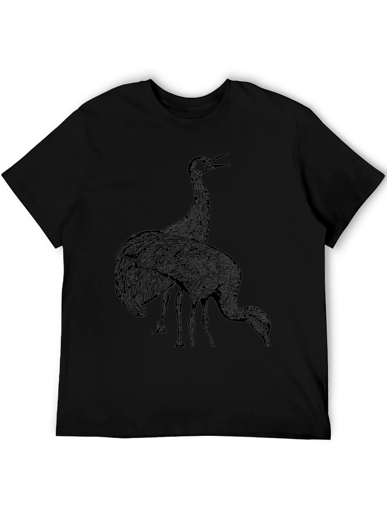Crane Graphic Tee - Black Crew Neck T-Shirt