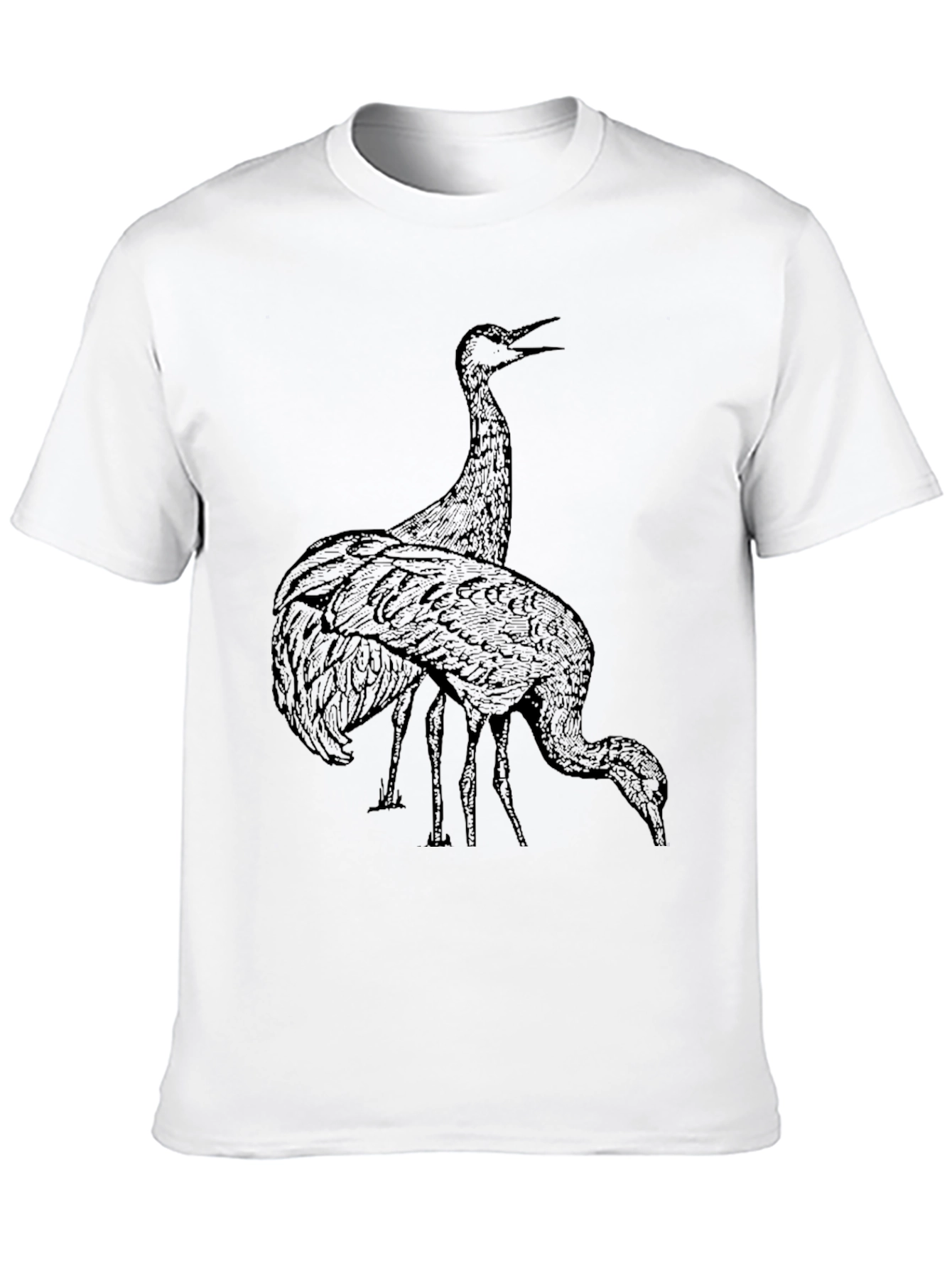 Crane Graphic Tee - Black Crew Neck T-Shirt
