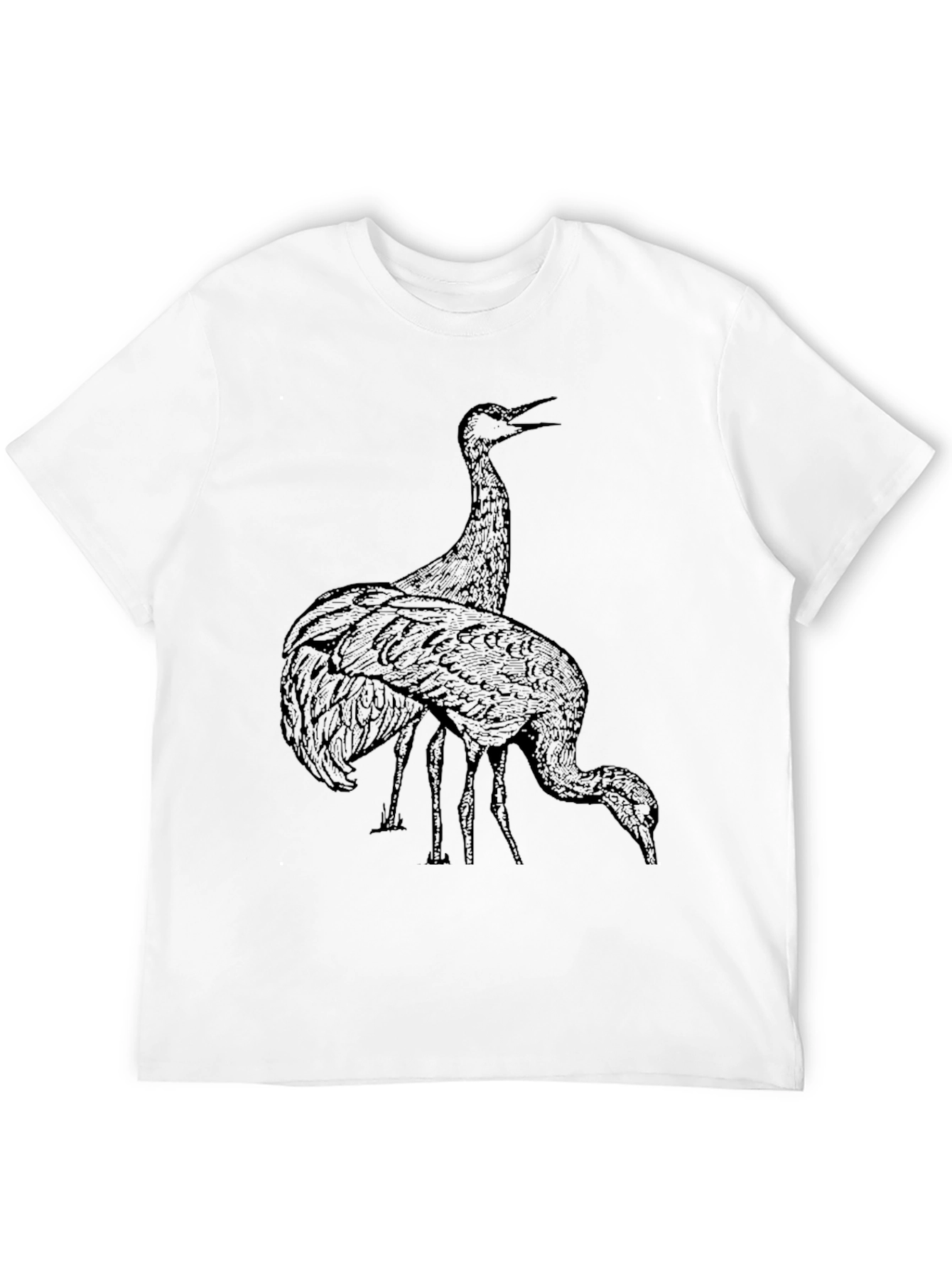 Crane Graphic Tee - Black Crew Neck T-Shirt