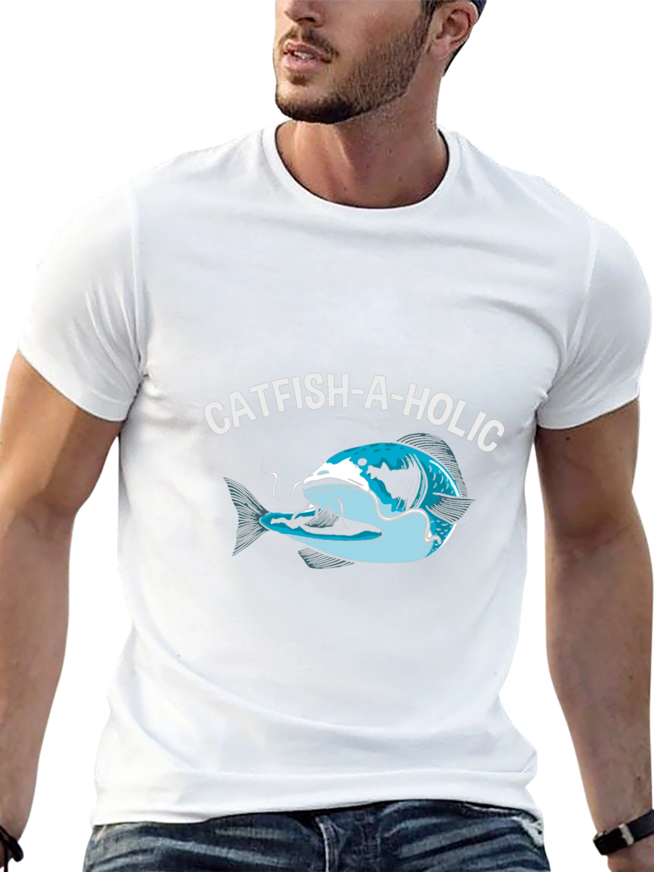 Catfish-A-Holic Graphic Tee - Fishing Humor Shirt