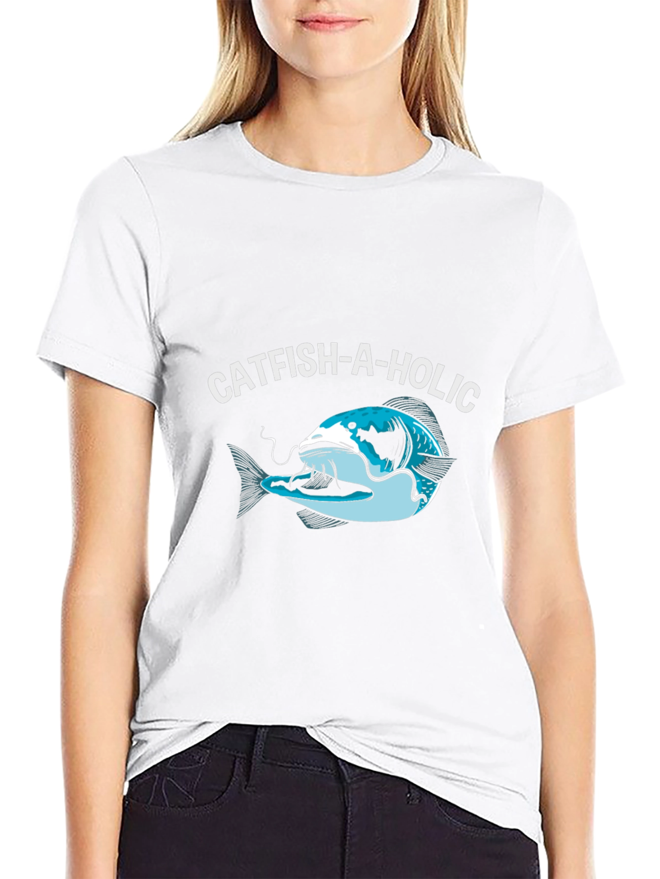 Catfish-A-Holic Graphic Tee - Fishing Humor Shirt