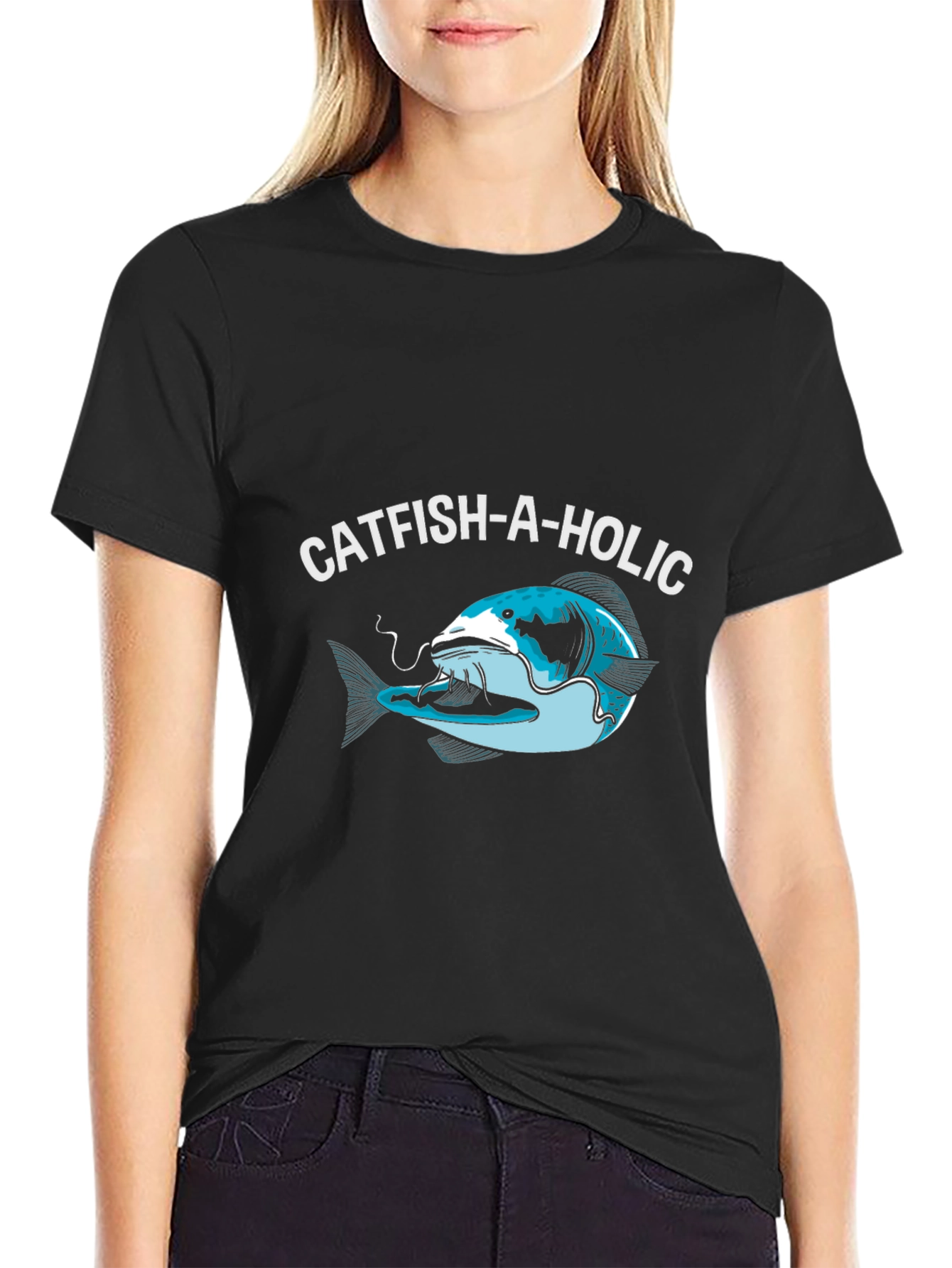 Catfish-A-Holic Graphic Tee - Fishing Humor Shirt