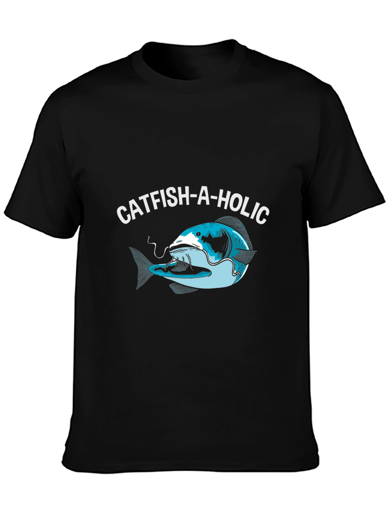 Catfish-A-Holic Graphic Tee - Fishing Humor Shirt